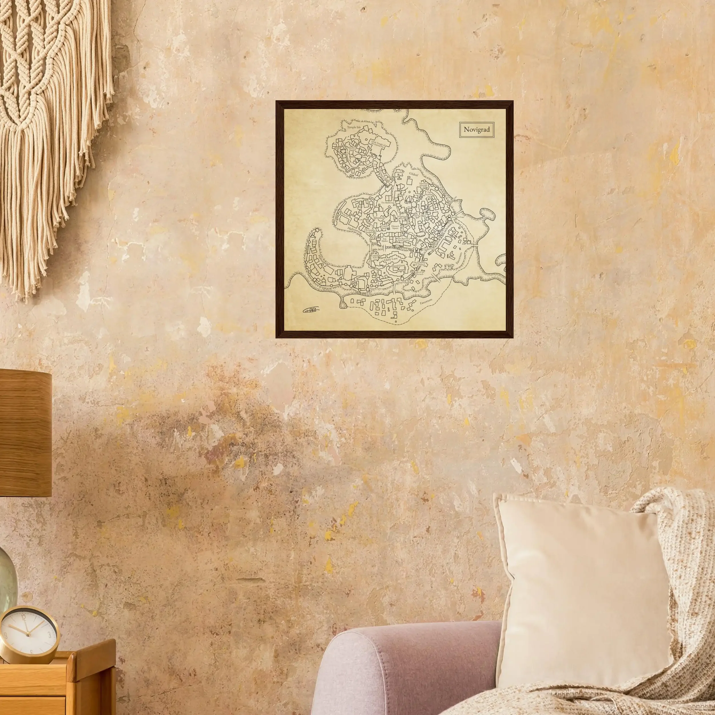 Novigrad The Witcher Fantasy City Map Wall Art Cosy Room.webp