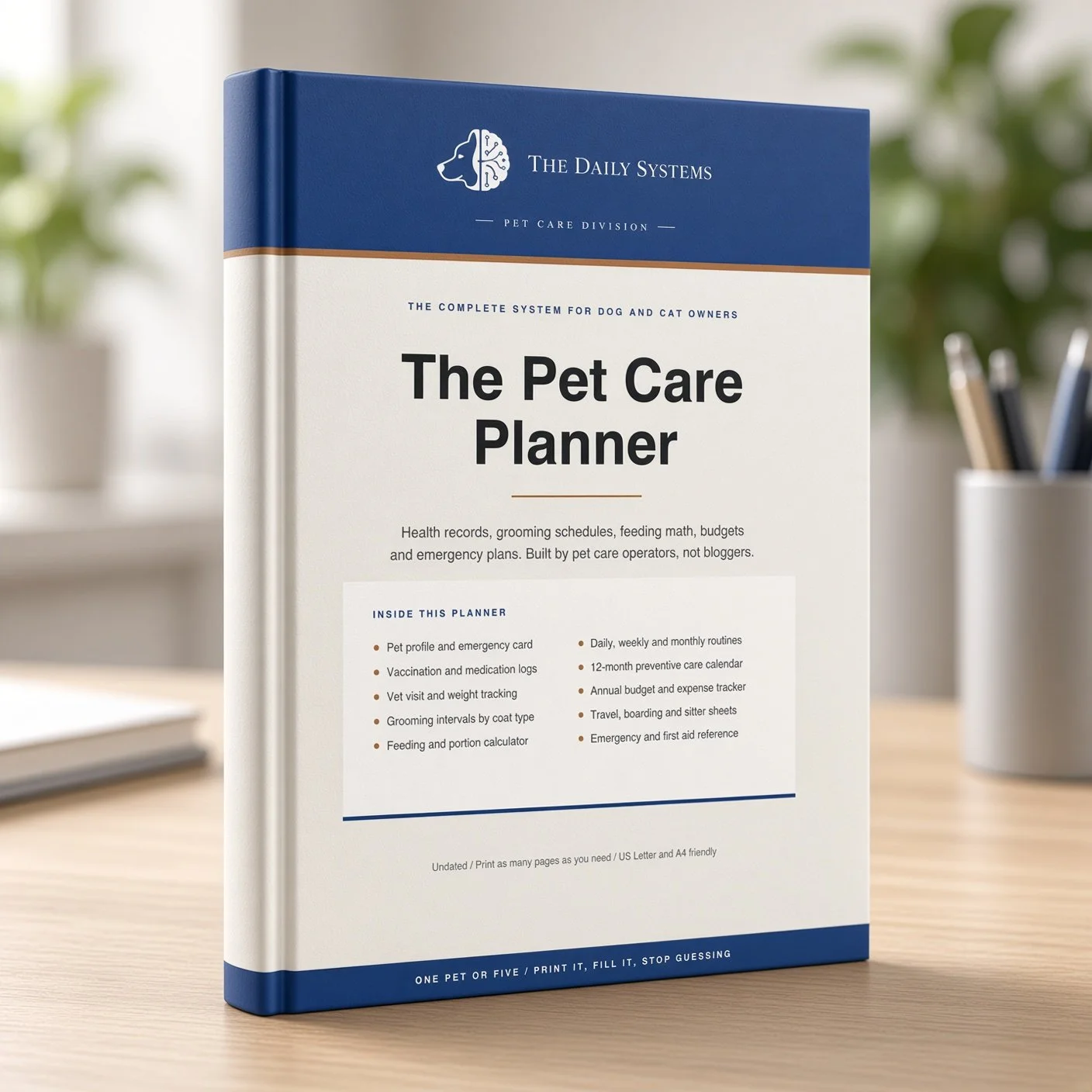The Pet Care Planner / Printable Dog & Cat Health, Grooming and Budget System