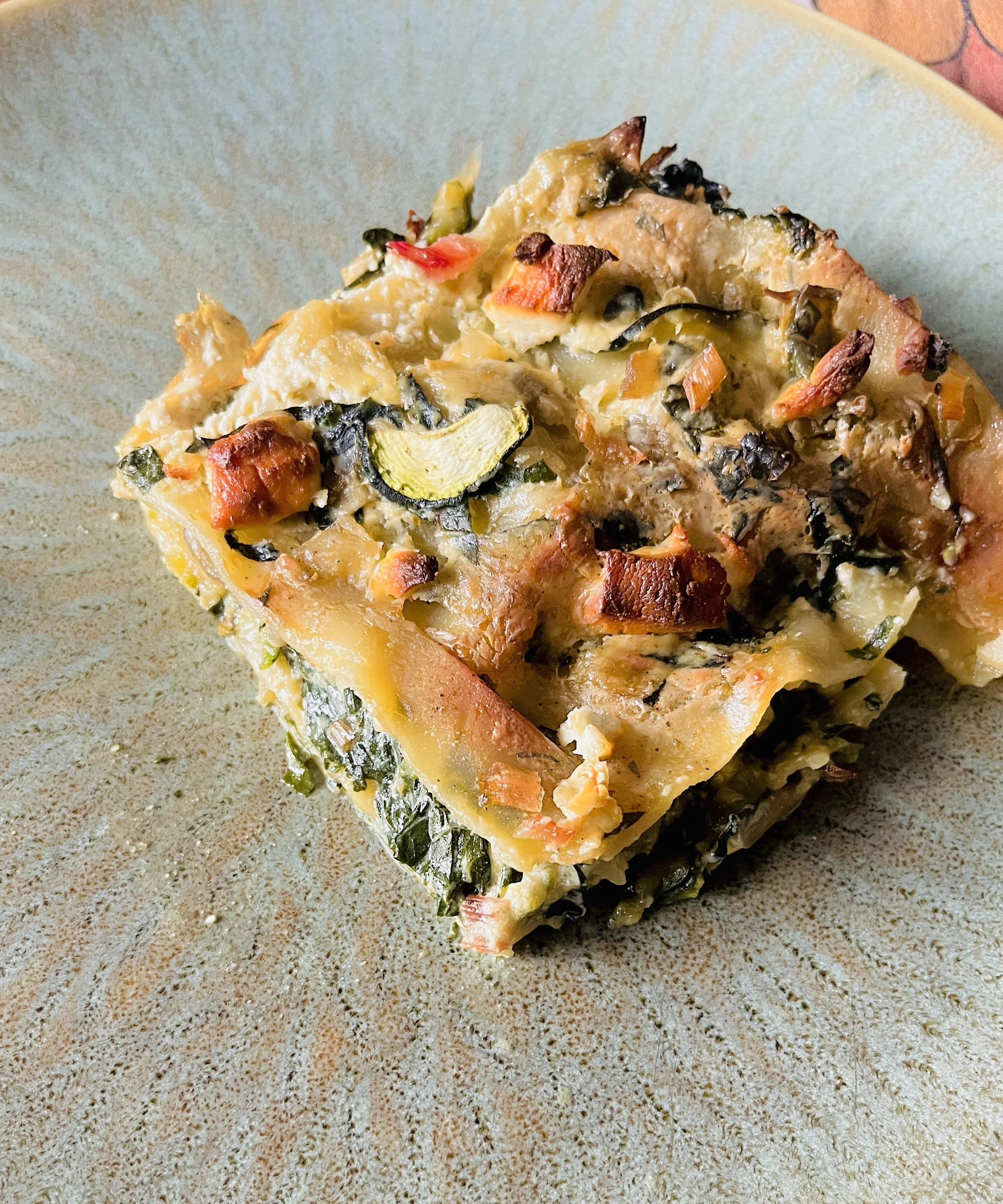 Lasagna met geitenkaas, snijbiet en courgette