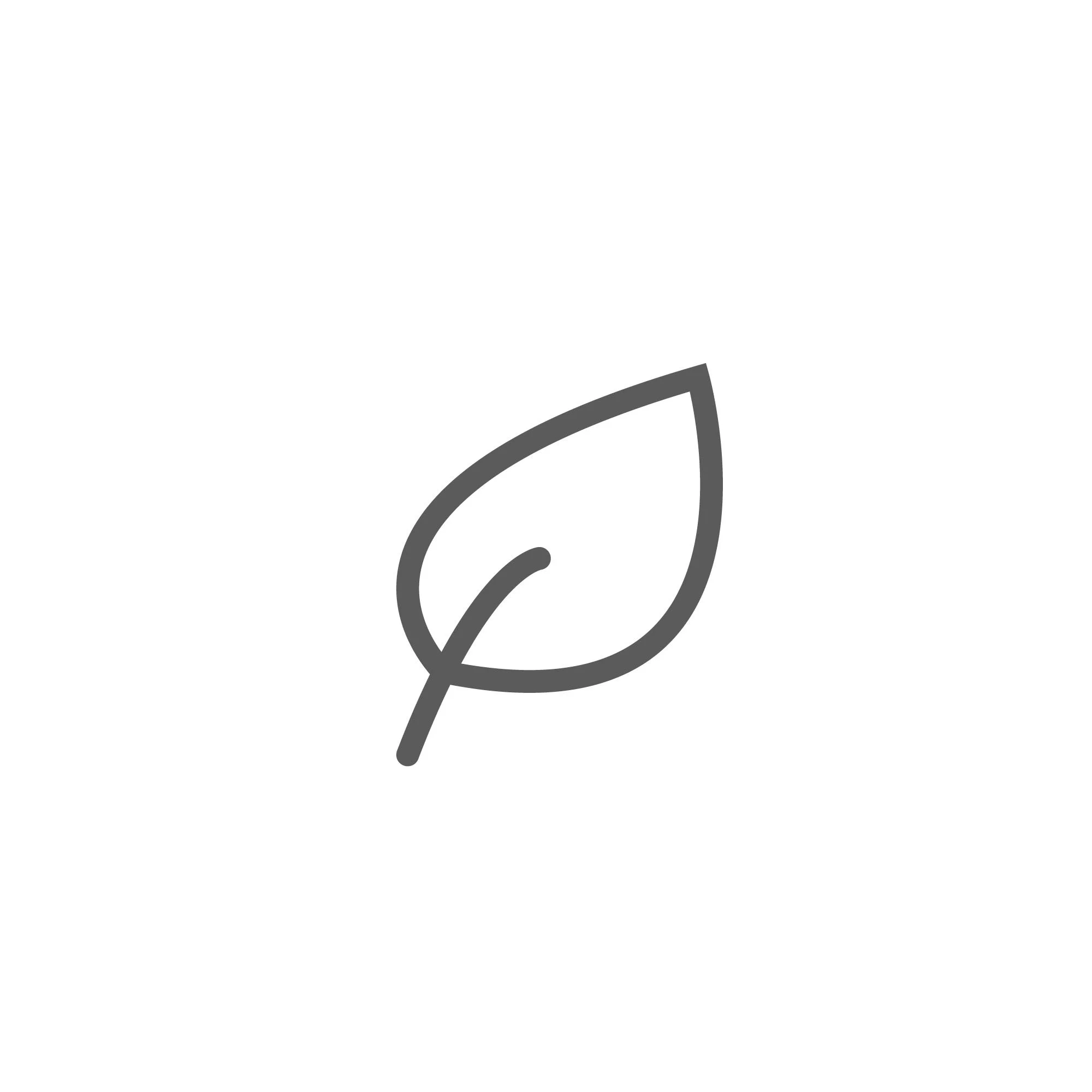 Minimalist icon of a single leaf outlined in gray.