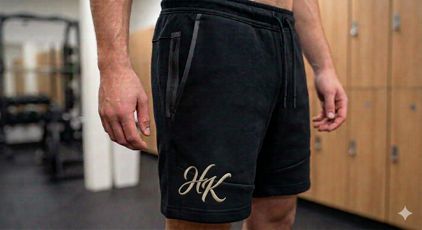 HK LUXE FLEECE TECH MONOGRAM SHORTS