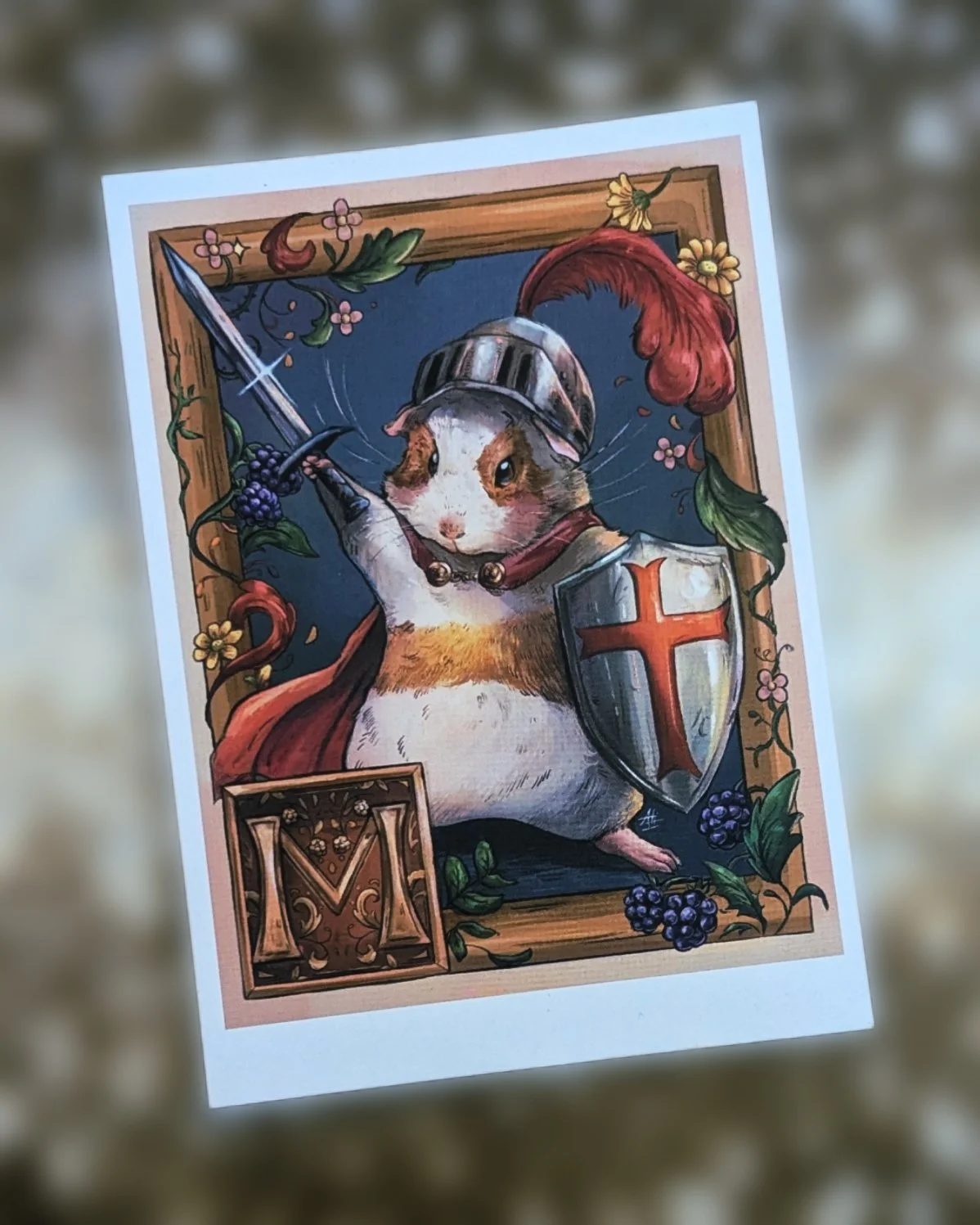 Guinea Pig Knight Print (A5)