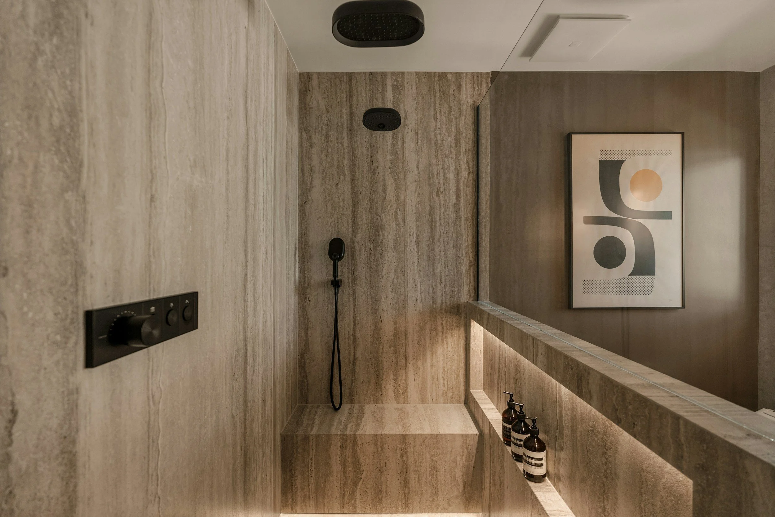 Warm timber hallway illustrating natural materials and calm circulation