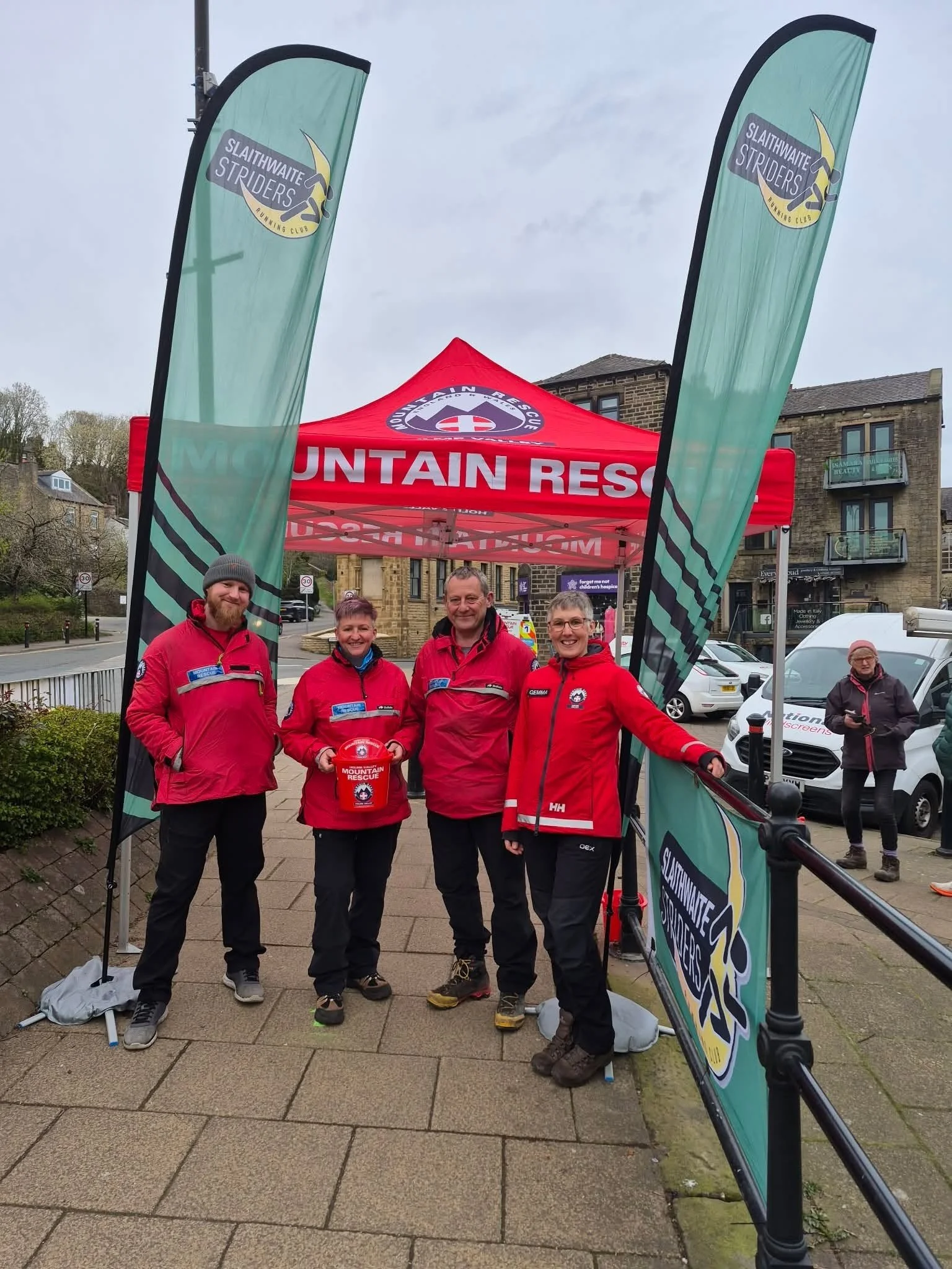 Members of the Holme Valley Mountain Rescue Team fundraising.