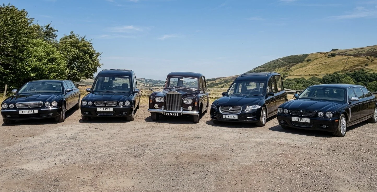Various funeral cars from Pearson Funeral Service in Marsden, West Yorkshire.