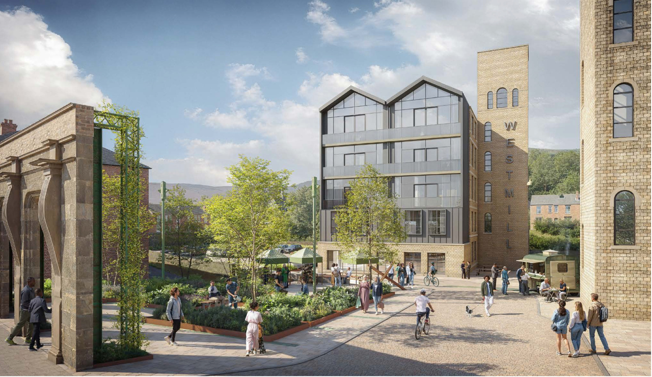 Artist's image of part of the proposed New Mills development in Marsden, West Yorkshire.