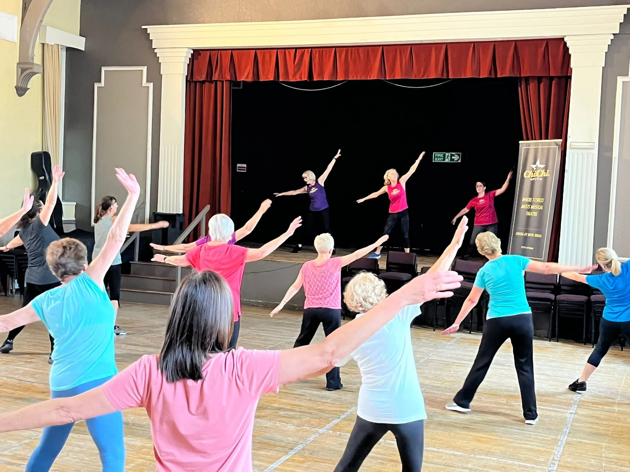 Ladies taking part in an exercise class.