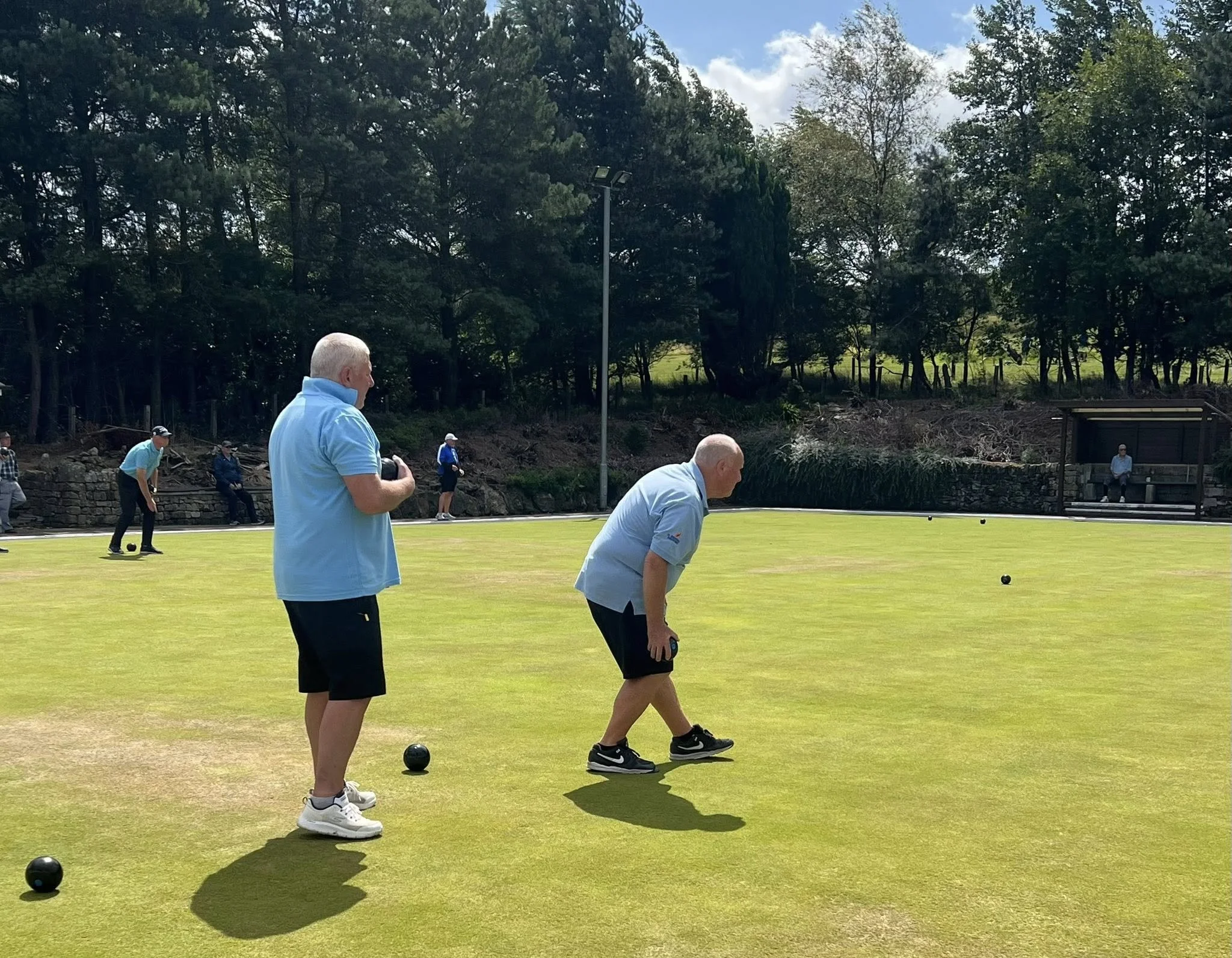 Members of the Hemplow Bowling Club in Marsden, West Yorkshire.