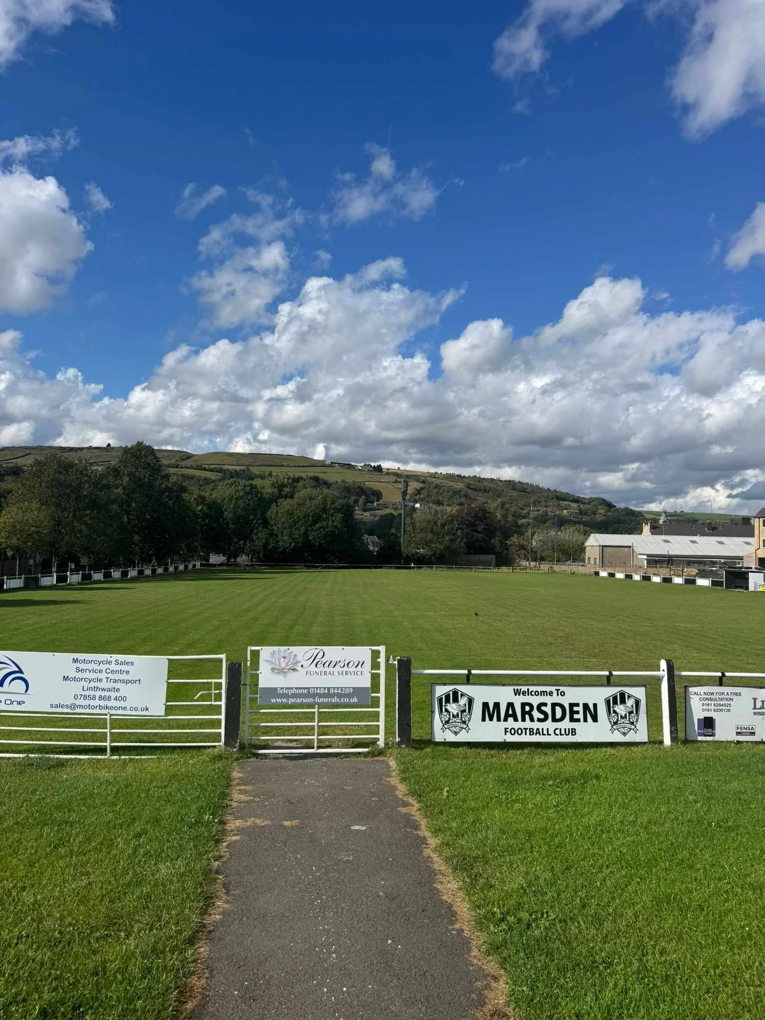 The pitch at Marsden Football Club in Marsden, West Yorkshire.