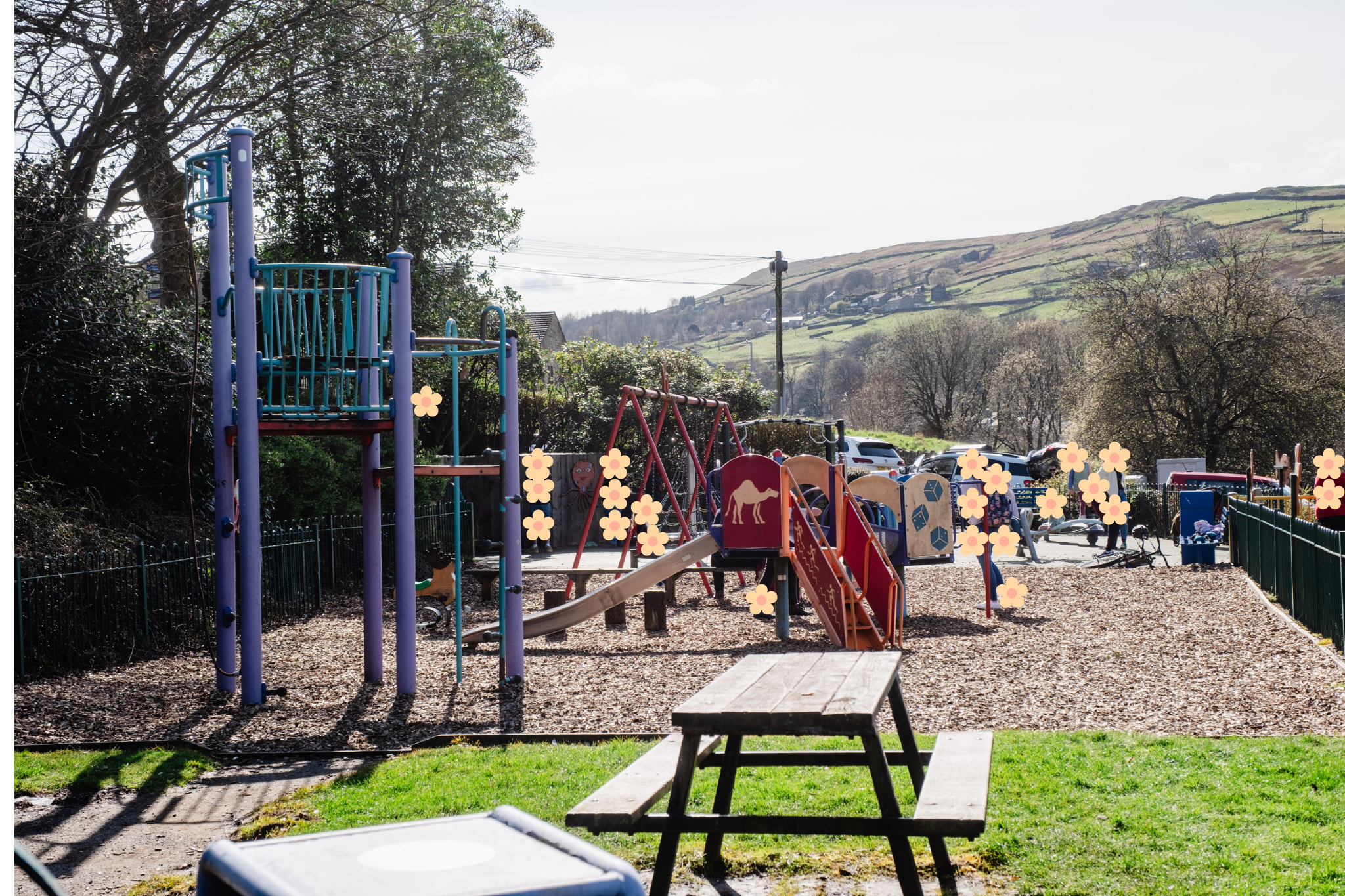 An outside play area in Marsden Park, West Yorkshire.