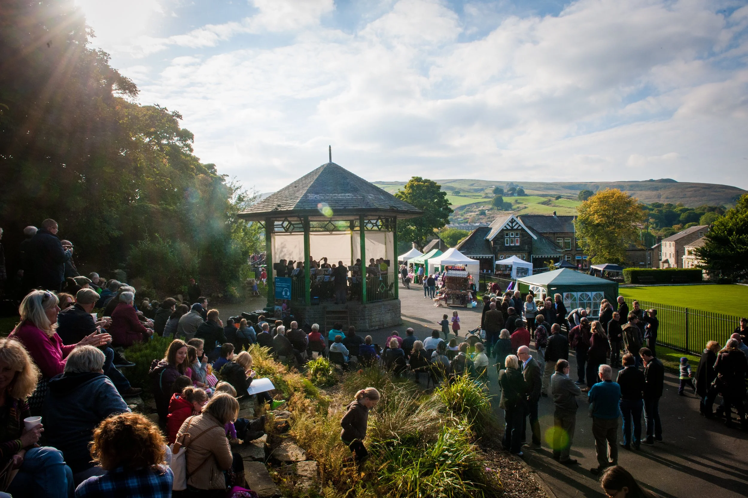 Marsden Park during the Marsden Jazz Festival in West Yorkshire.