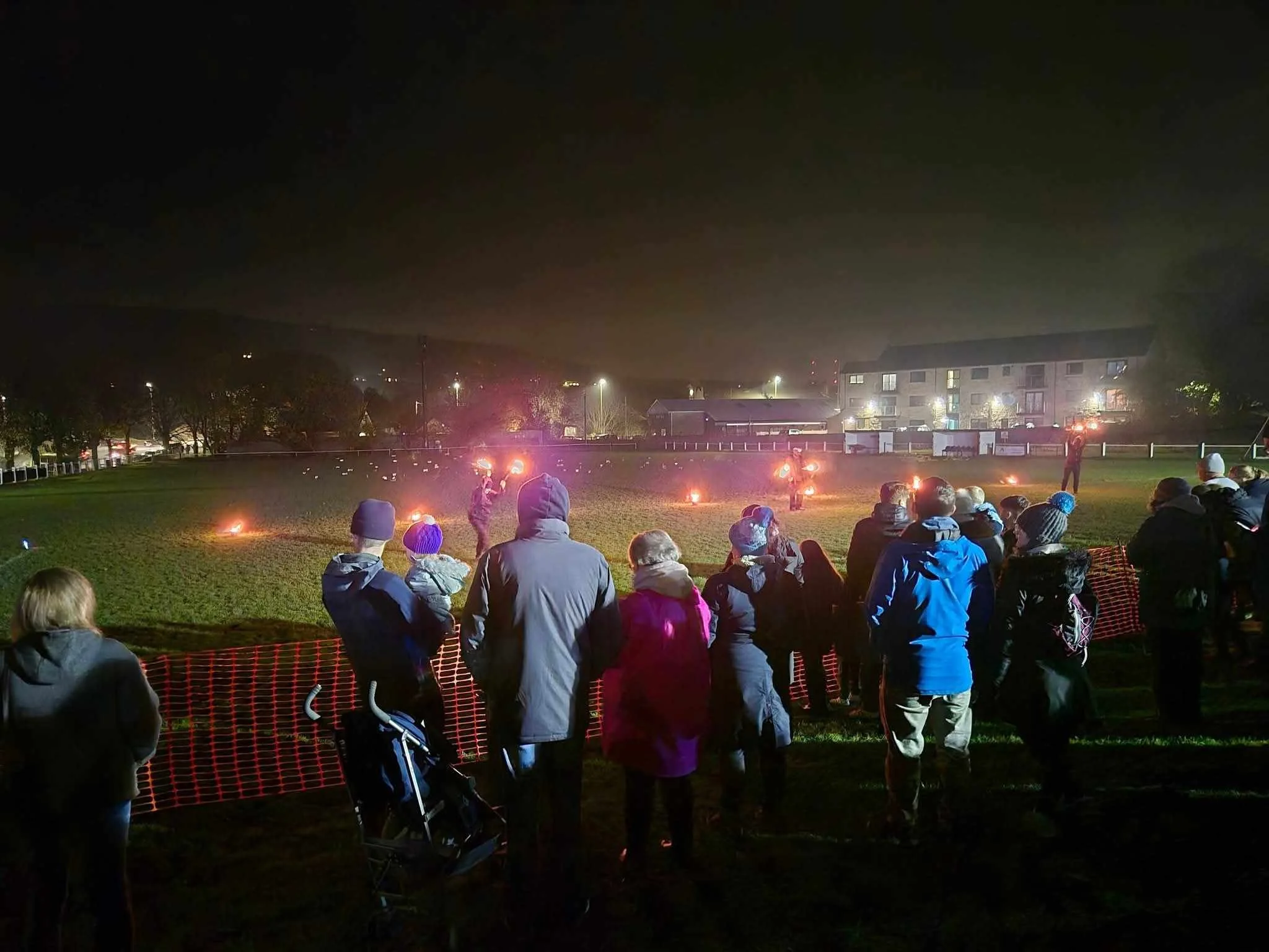 People watching the display at the Marsden Football Club fireworks in Marsden, West Yorkshire.