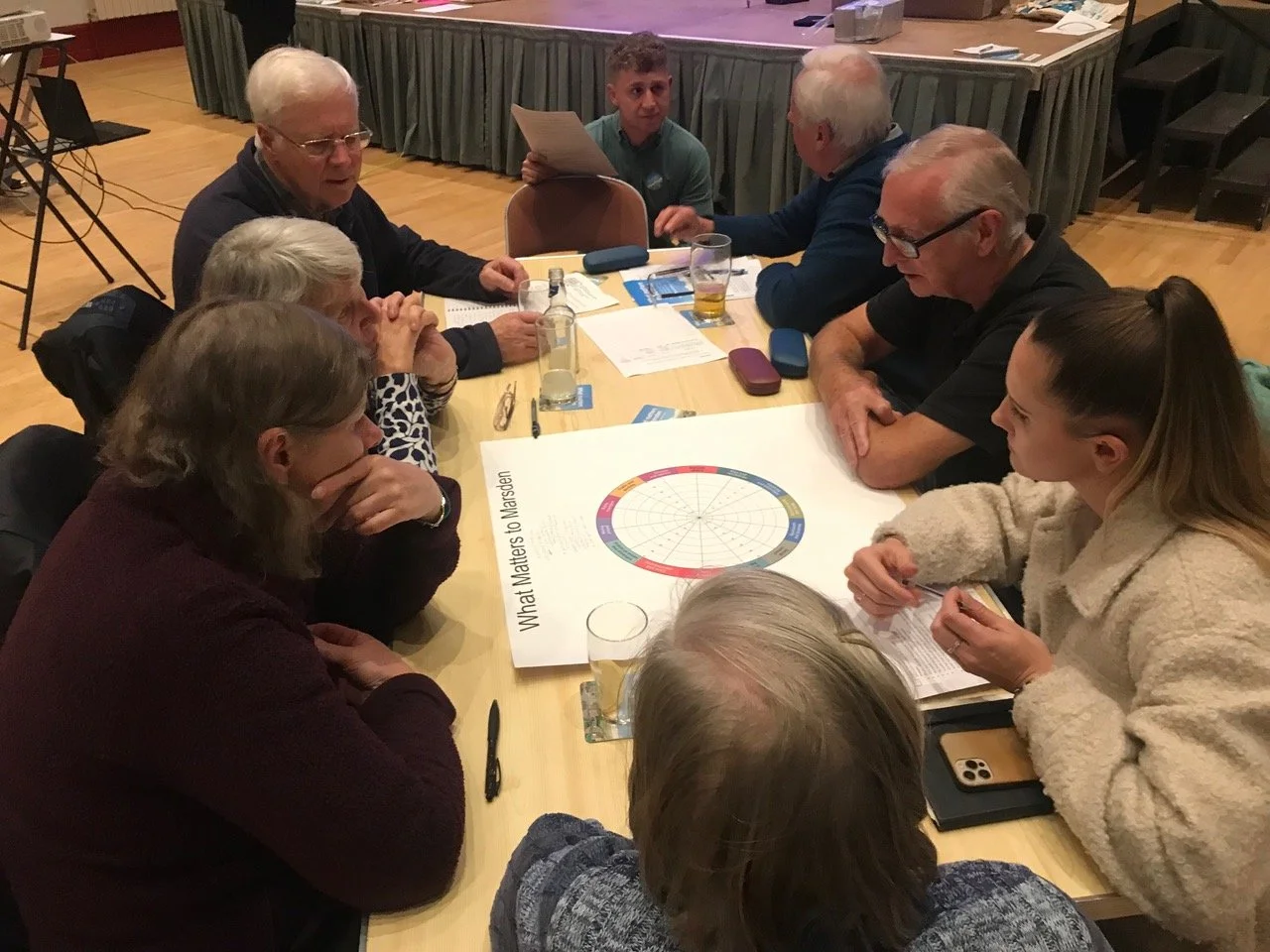 Members of the Marsden Community Trust during a meeting in Marsden, West Yorkshire.