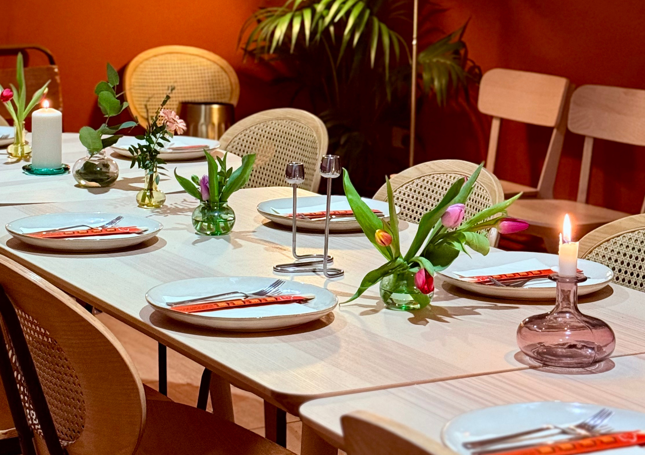 A dining area in Cafe Oi in Marsden, West Yorkshire.