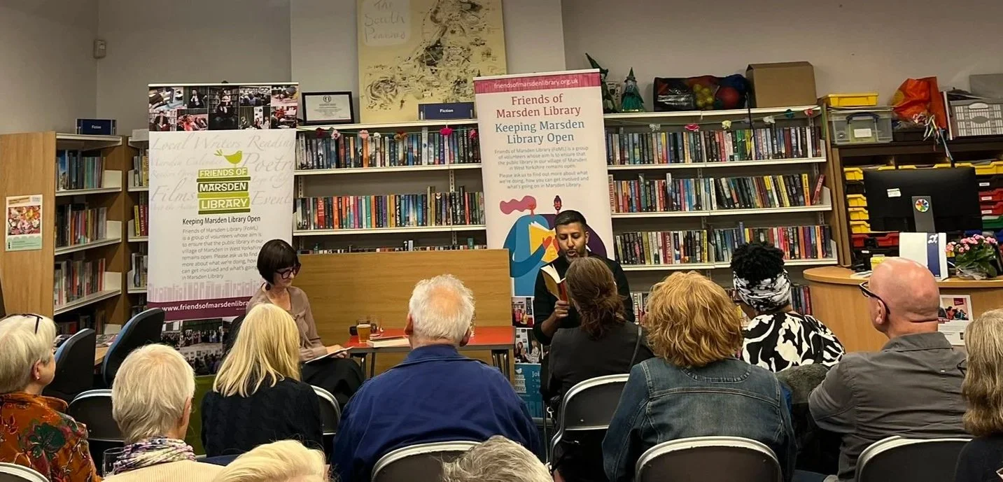 An author event at Marsden Library in Marsden, West Yorkshire.