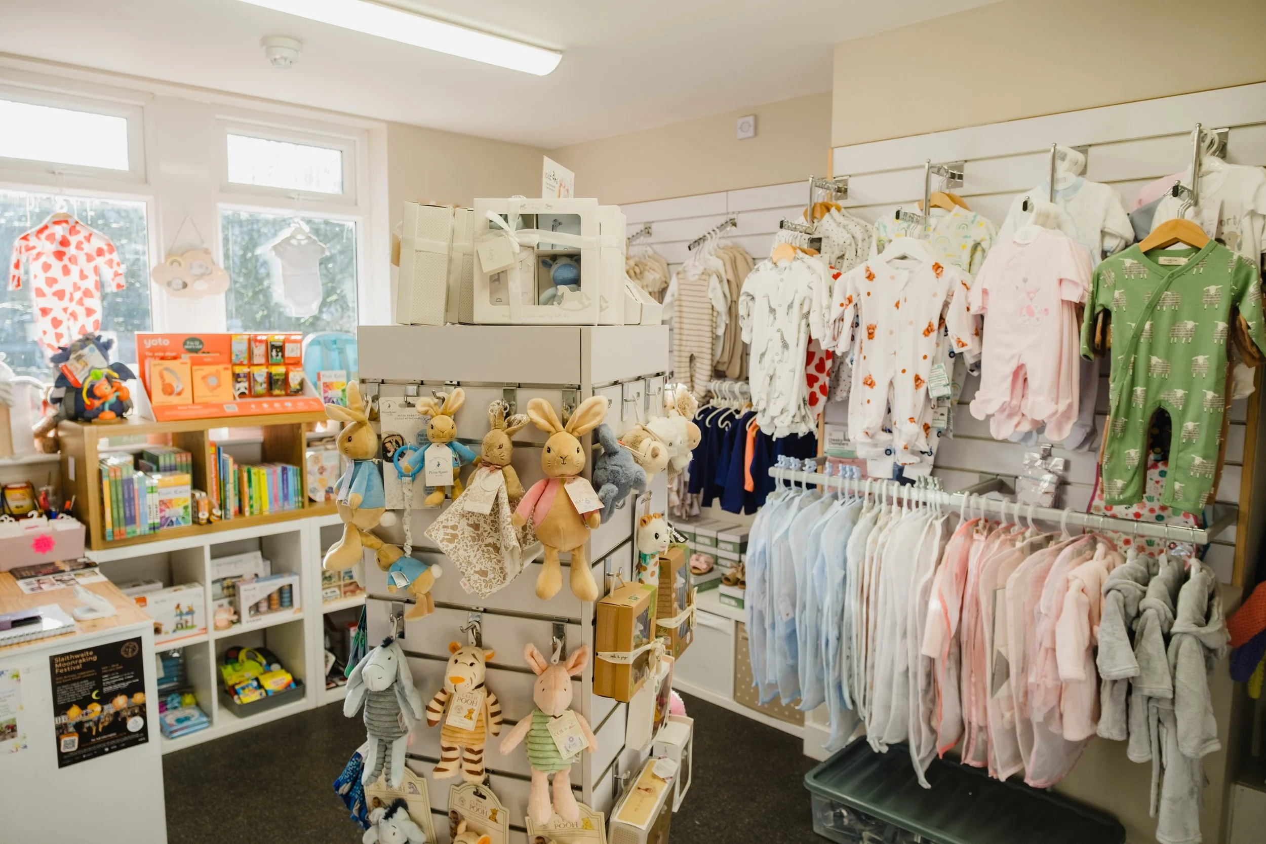 The wide range of babywear, accessories and gifts in New Beginnings, Marsden, West Yorkshire.