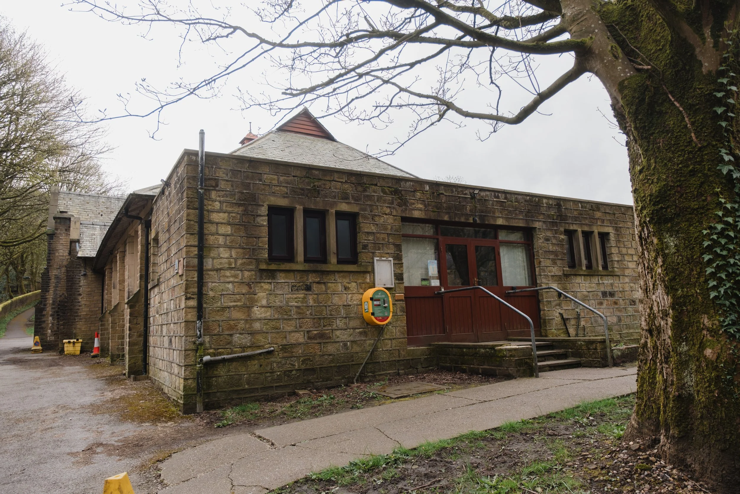 The front of Marsden Parochial Hall in Marsden, West Yorkshire.