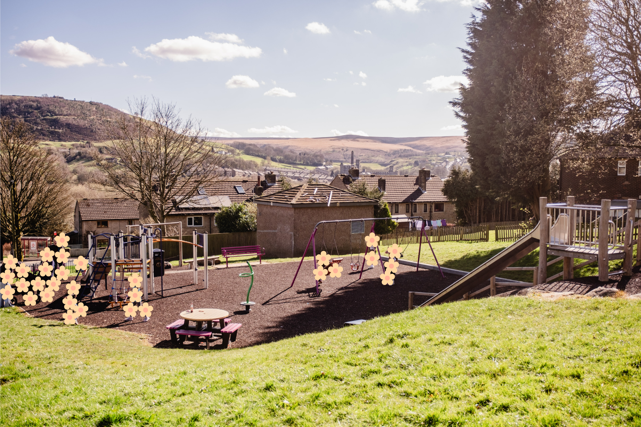 One of the outside play areas available in the village of Marsden, West Yorkshire.
