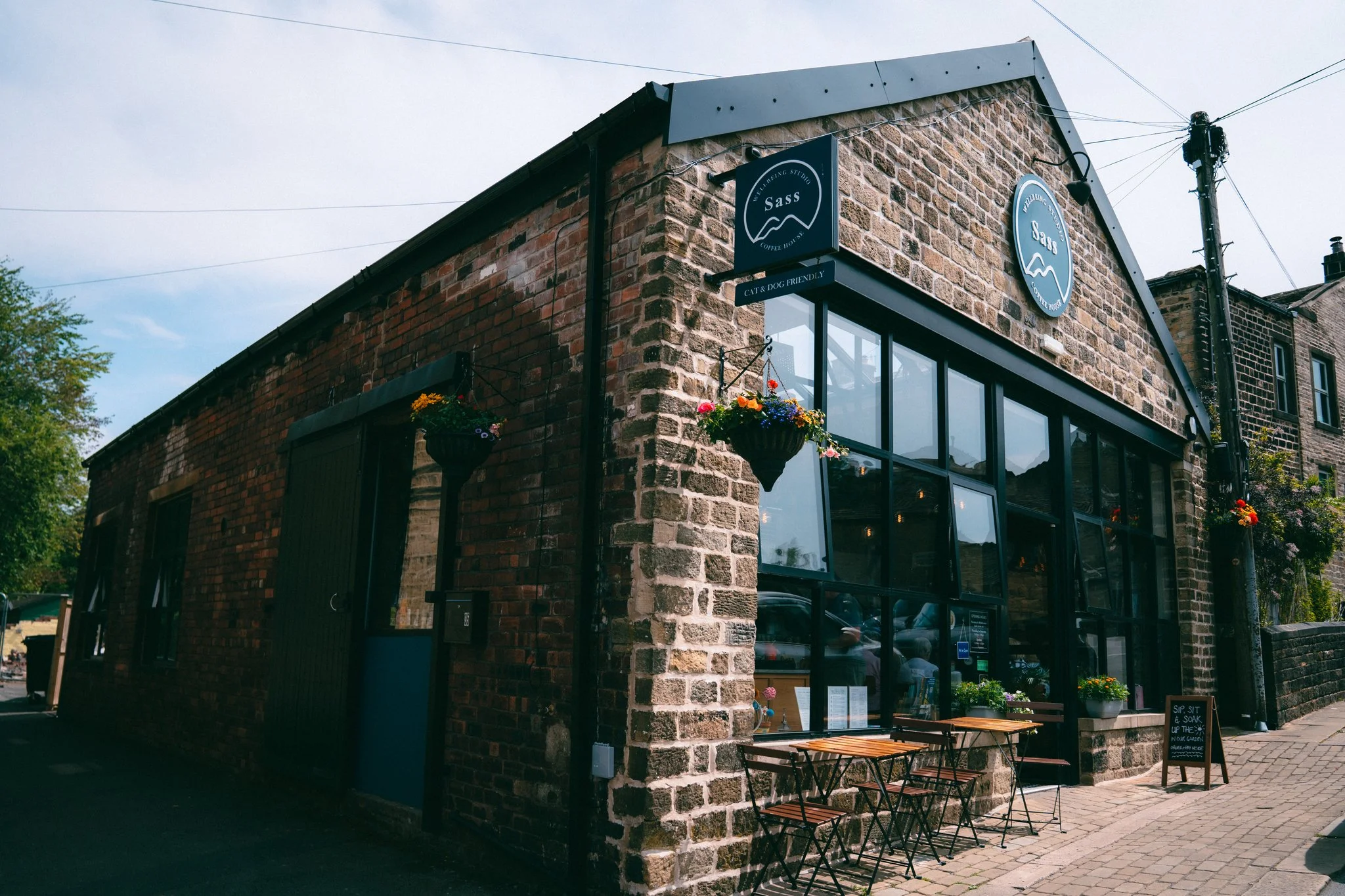The outside of Sass Coffee House in Marsden, West Yorkshire.
