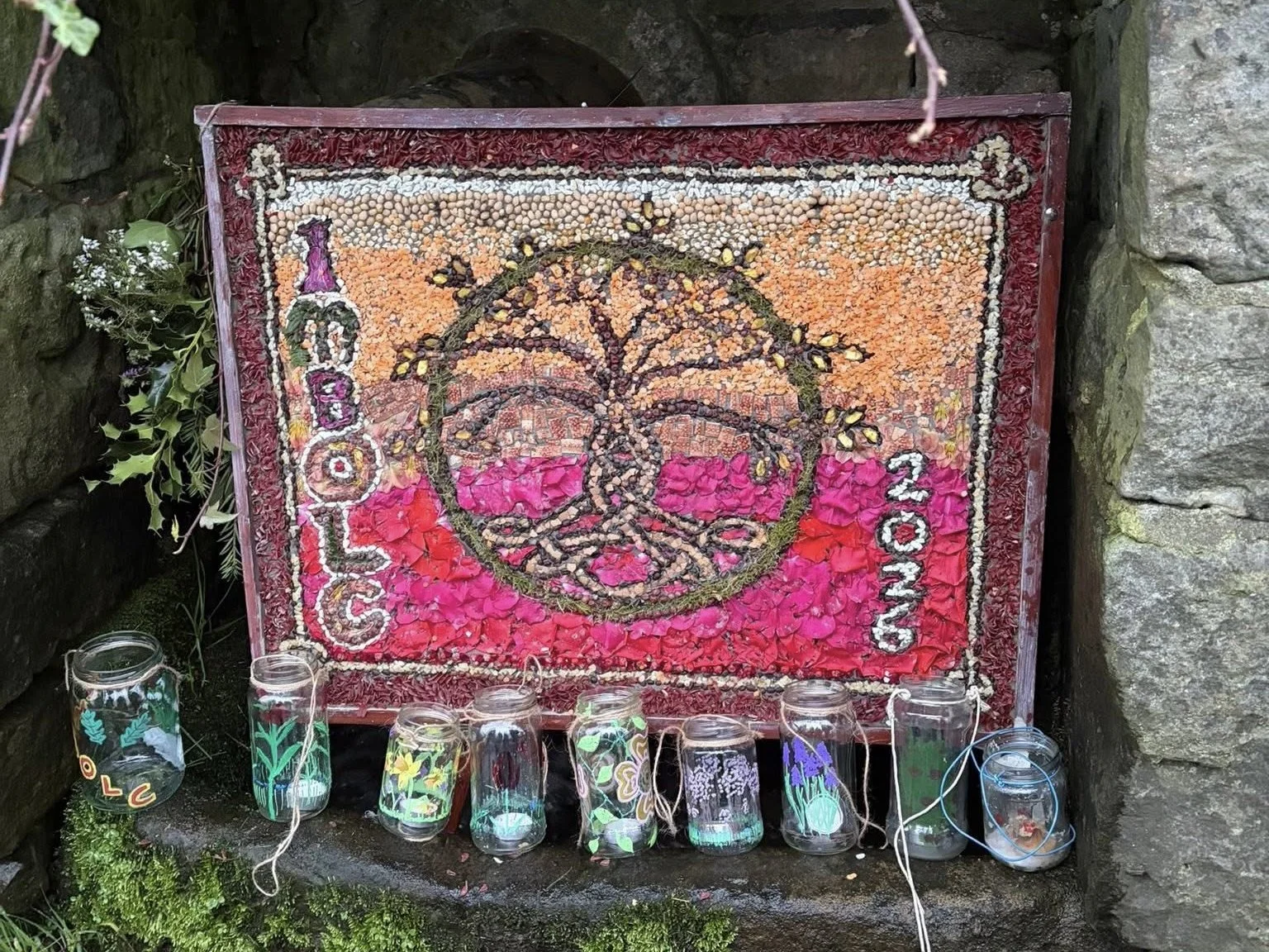 An Imbolc well-dressing in Marsden, West Yorkshire.