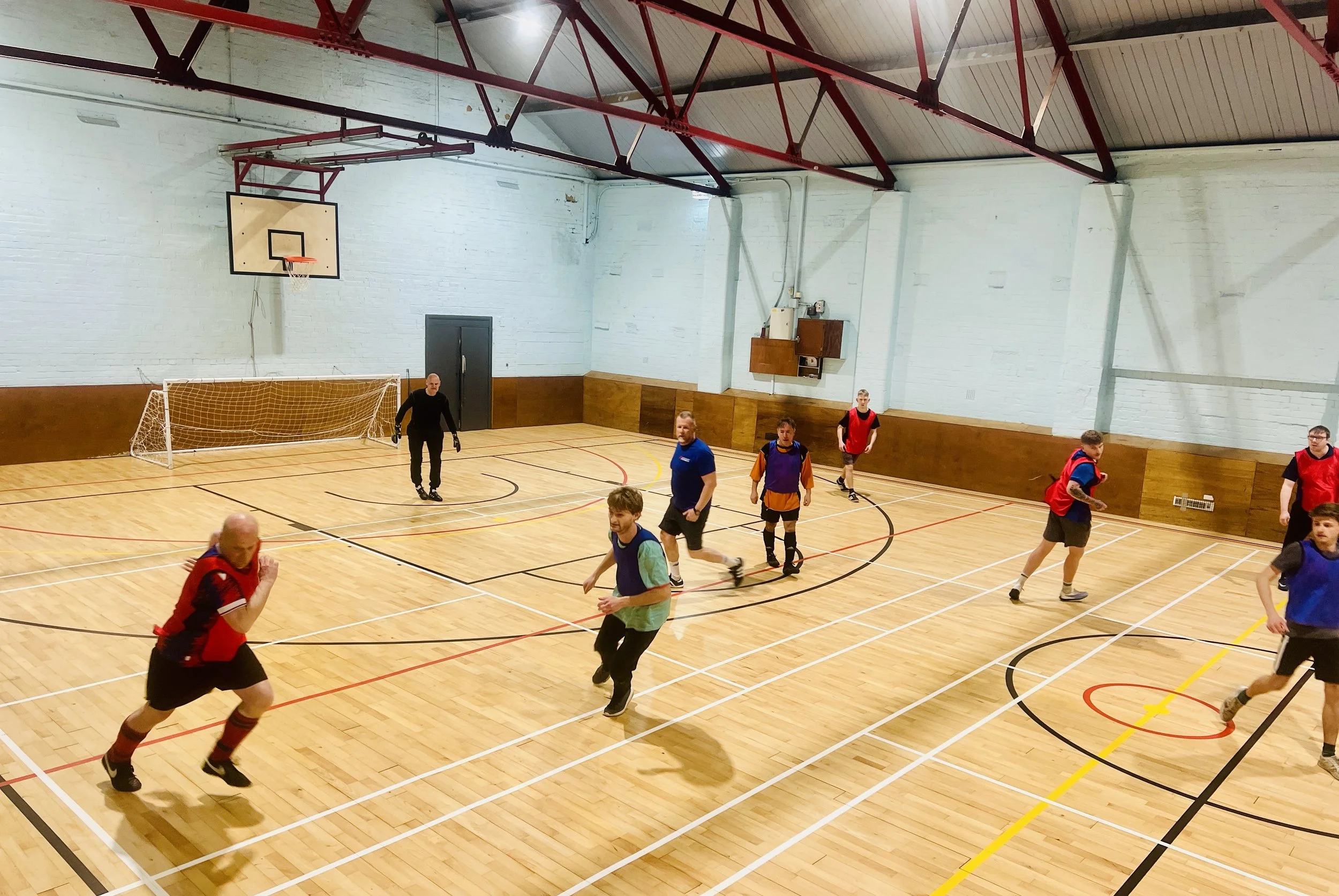 The sports hall in Marsden Sports Hall and Gym in Marsden, West Yorkshire.