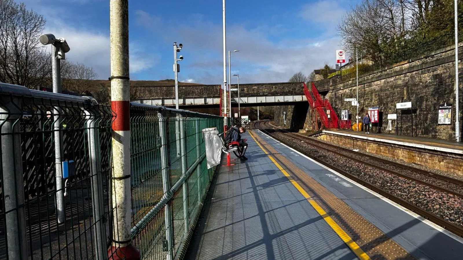 The tracks and platform at Marsden station in West Yorkshire.