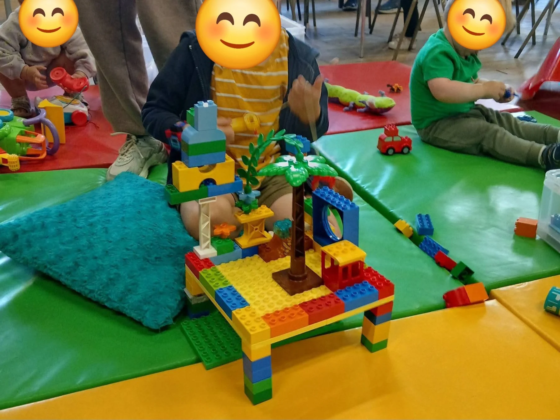 Children playing with lego at Tiny Tots pre-school playgroup in Marsden, West Yorkshire.