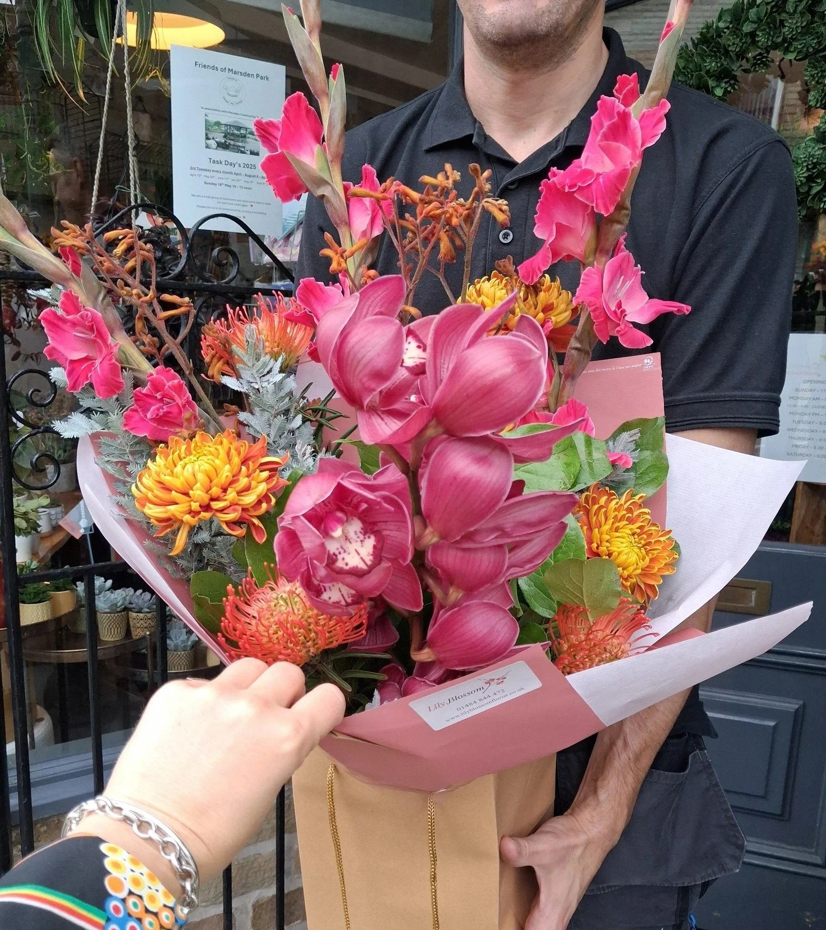 A customer's bouquet created by Lily Blossom Florist, Marsden, West Yorkshire.