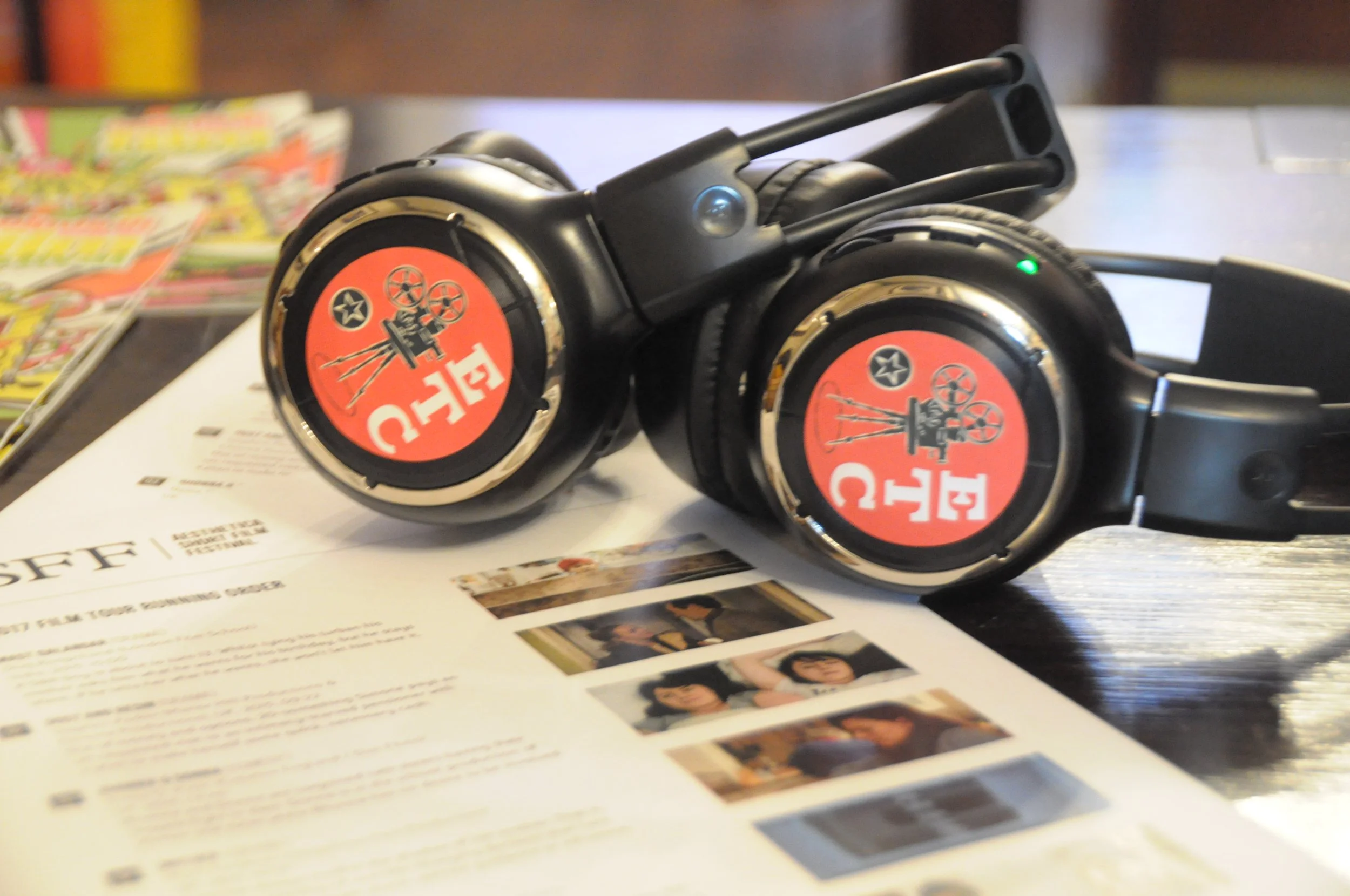 Headphones from the Electric Theatre Cinema in the Colne Valley, West Yorkshire.