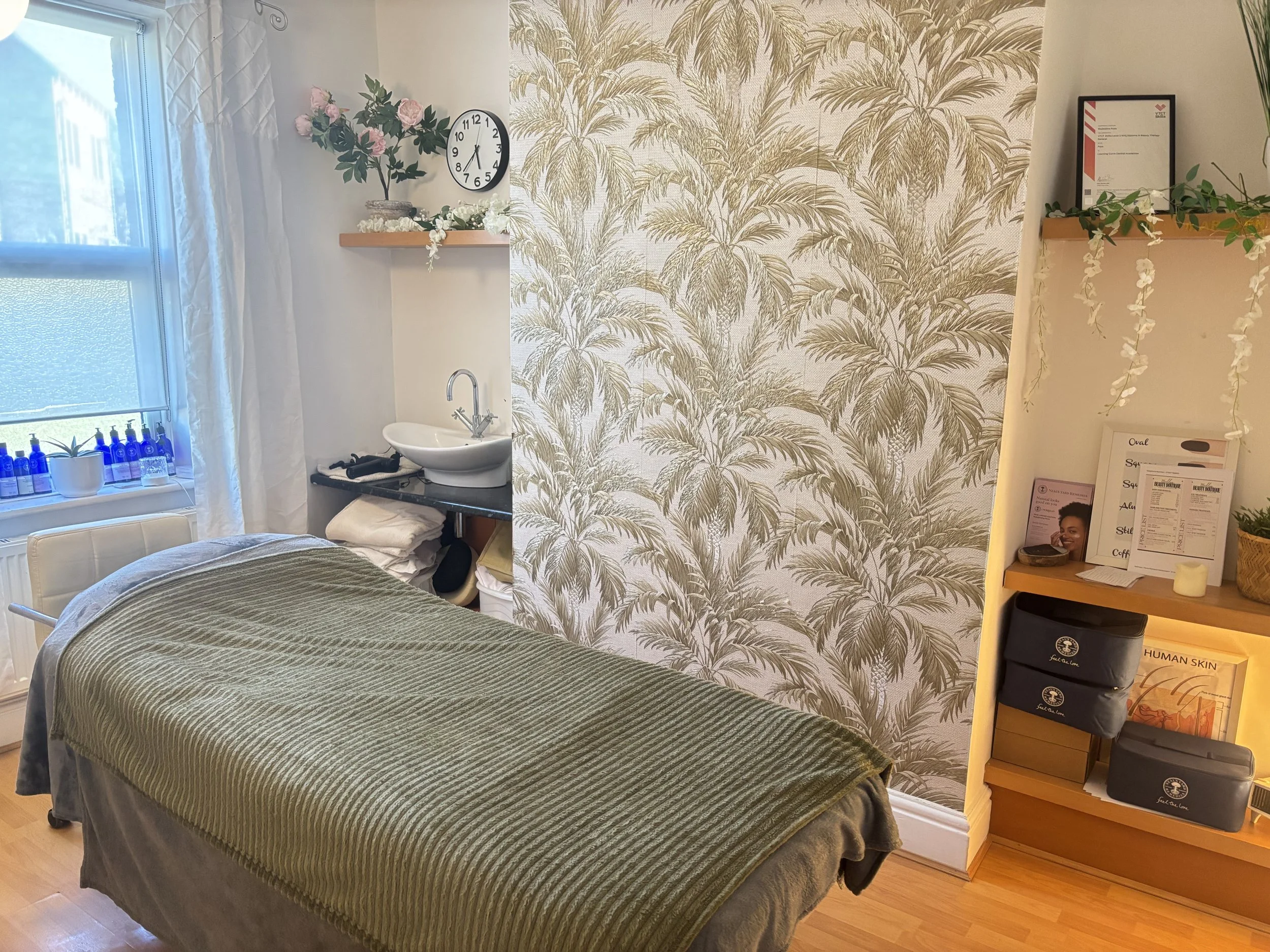 Treatment room in Maddy's Beauty Boutique in Marsden, West Yorkshire.