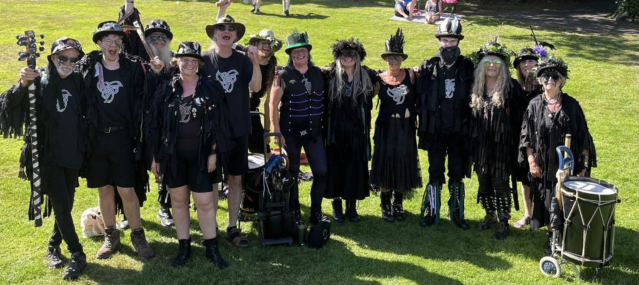 Members of the Thieving Magpie Border Morris group, based in Marsden, West Yorkshire.