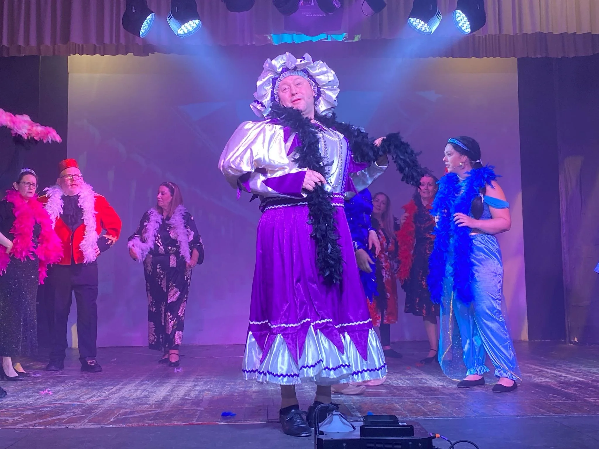 Members of the Marsden Operatic and Dramatic Society on stage in West Yorkshire.
