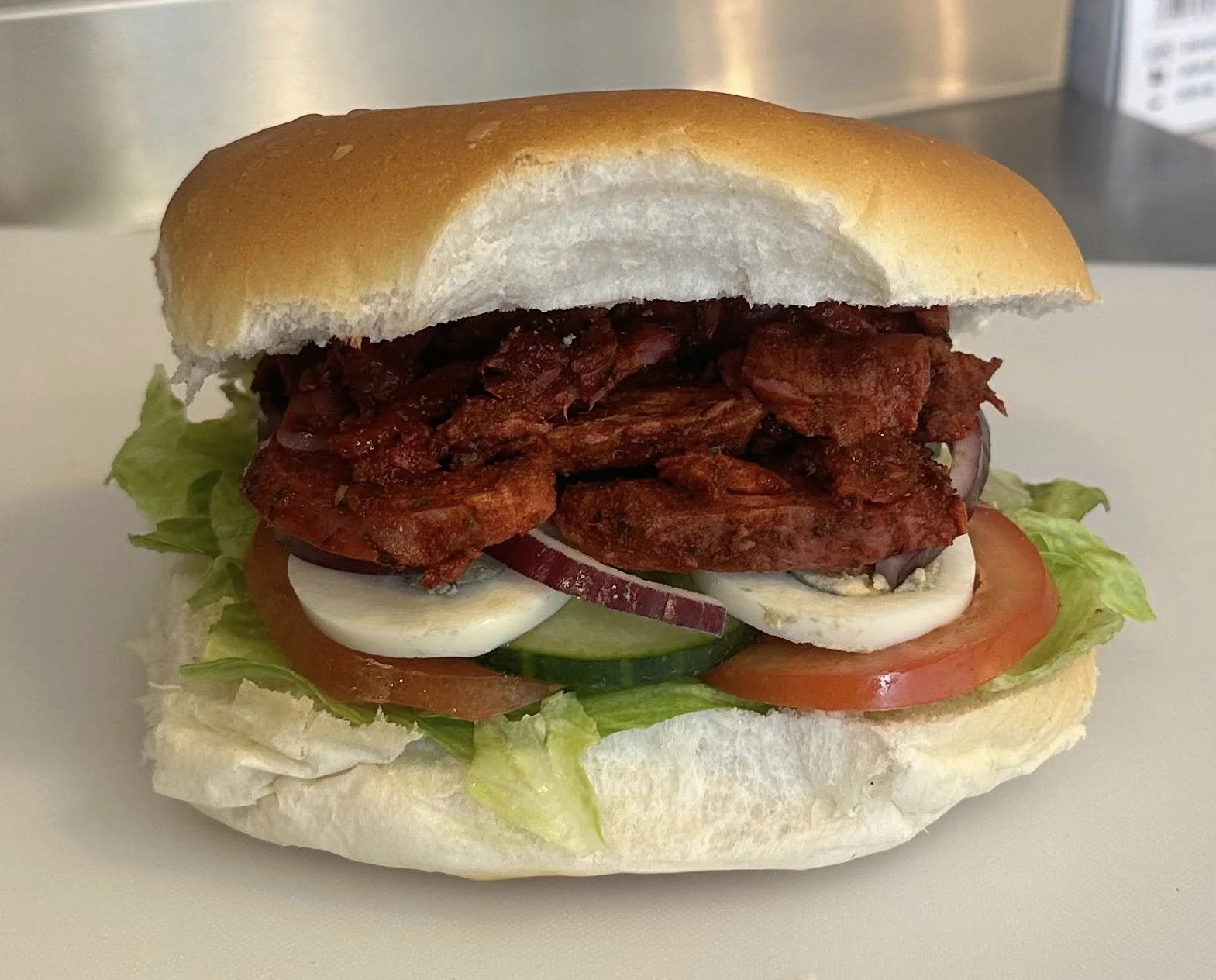 One of the lunchtime options offered by Mazza's Bakery in Marsden, West Yorkshire.
