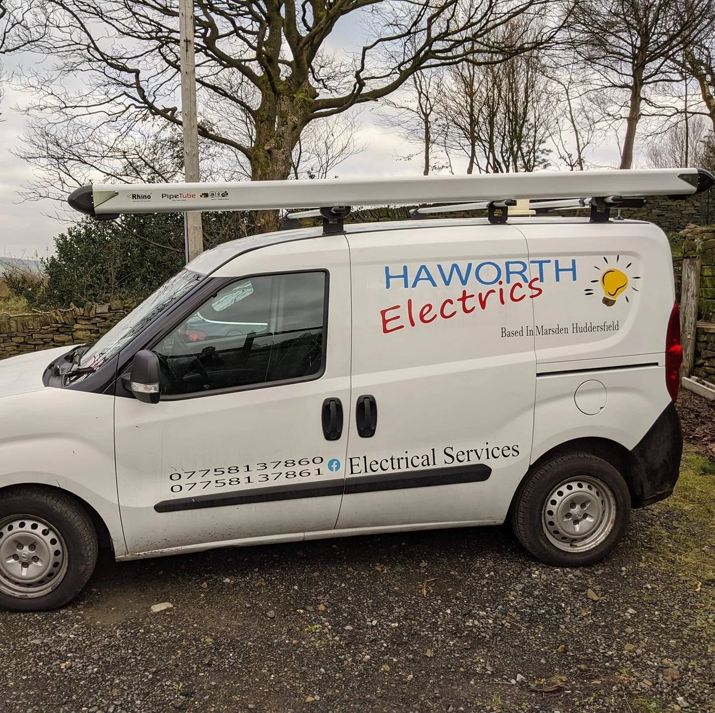 A van belonging to Haworth Electrics in Marsden, West Yorkshire.