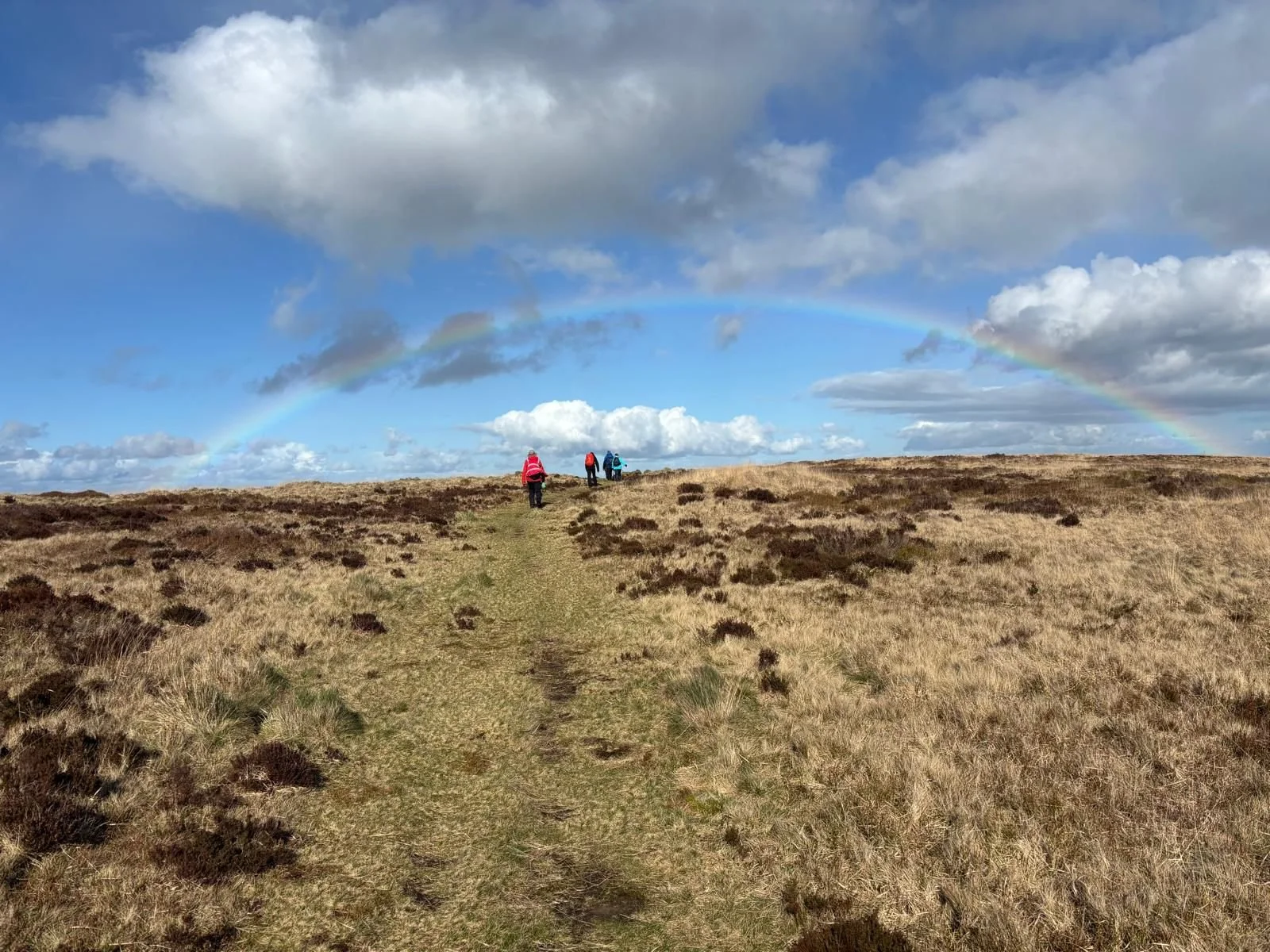 Walkers on the moors around Marsden, West Yorkshire.