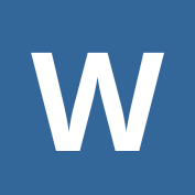 White letter 'W' on a blue background