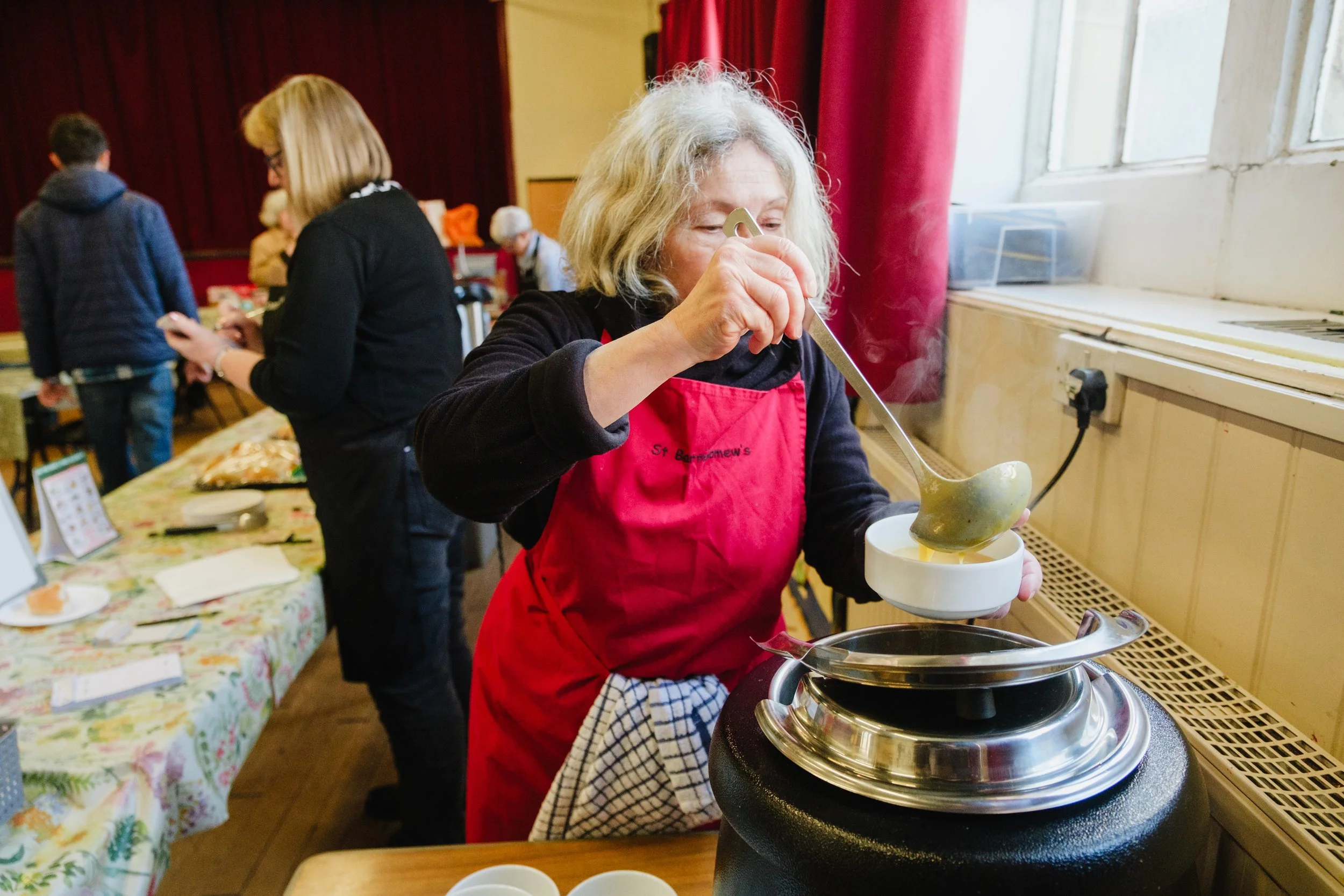 Volunteers at the St. Bartholomew's Community Cafe in Marsden, West Yorkshire.