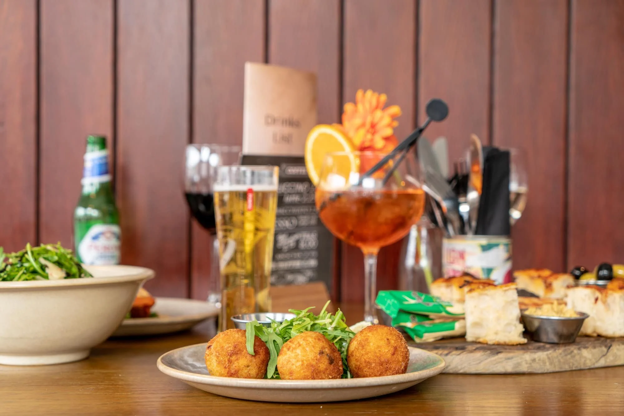 A selection of food and drinks available at Mozzarellas Pizzeria in Marsden, West Yorkshire.