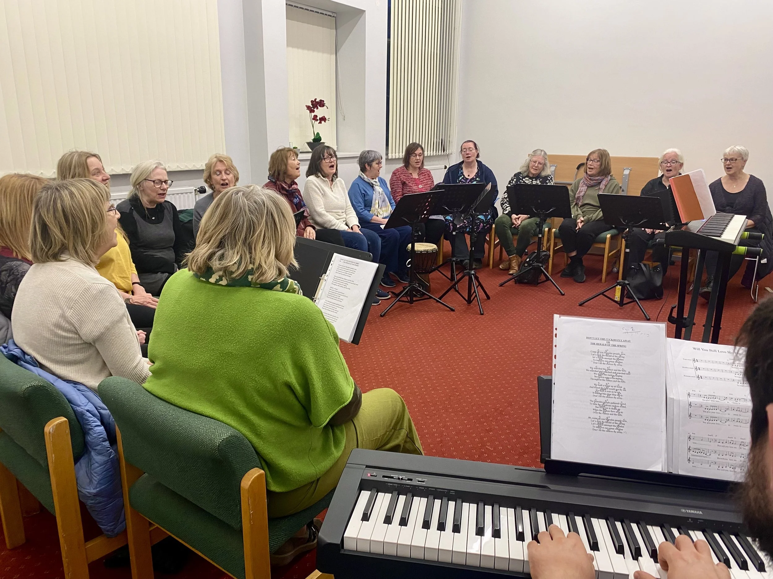 A rehearsal with members from Unity Voices, a choir based in Marsden, West Yorkshire.