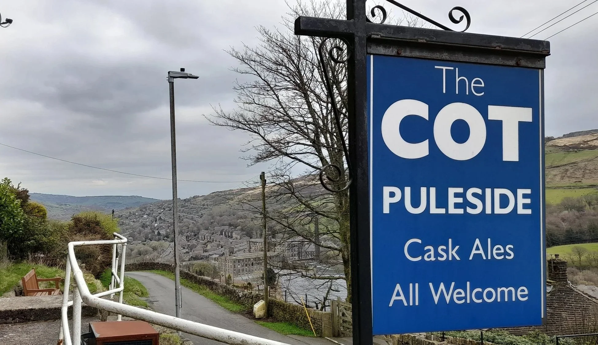 The sign outside the Puleside Working Men's Club in Marsden, West Yorkshire.