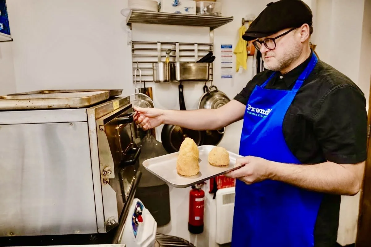 Authentic Italian food being prepared in Prendi Cucina Italiana, Marsden, West Yorkshire.