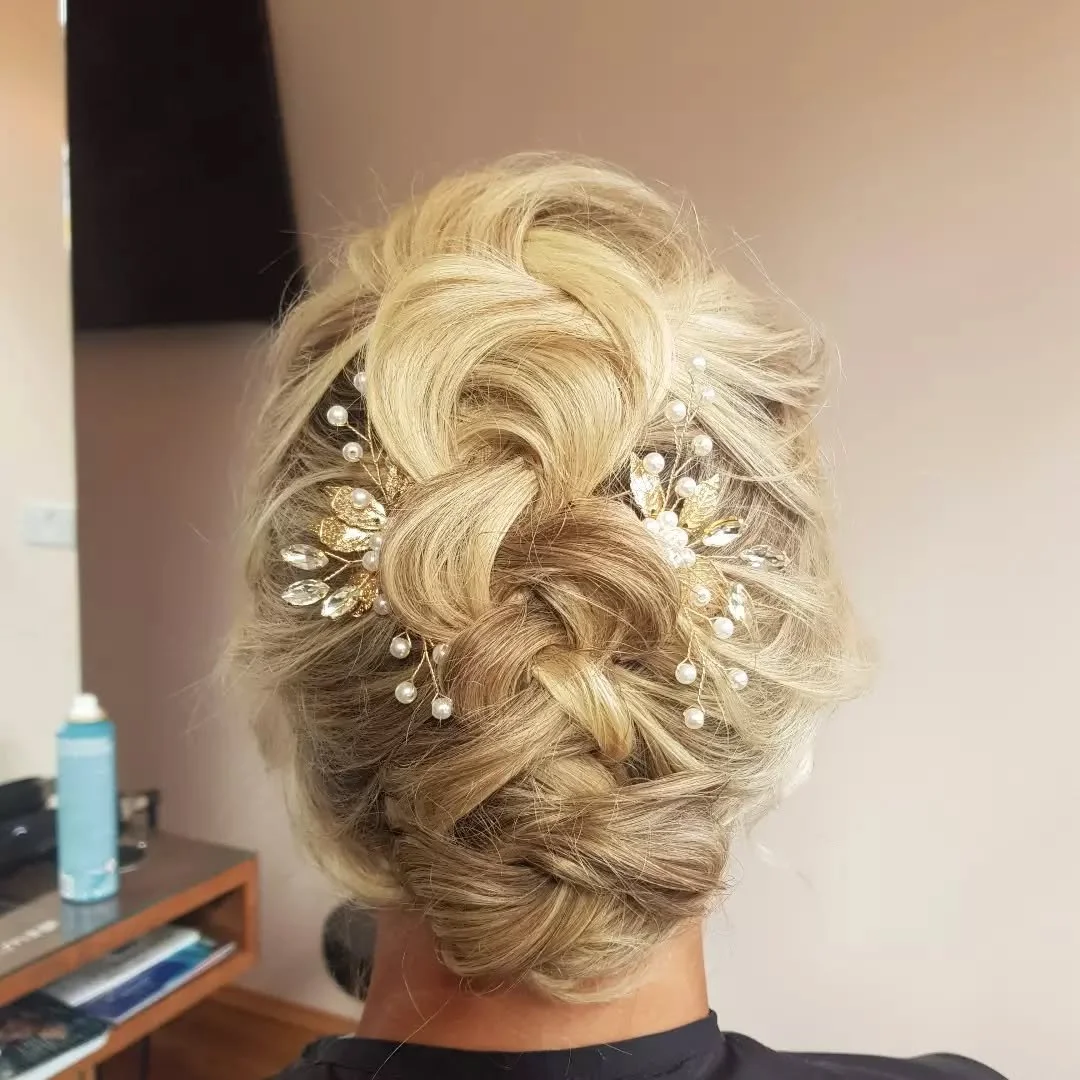 Bridal hair at Erica Broughton and Co. hairdressers in Marsden, West Yorkshire.