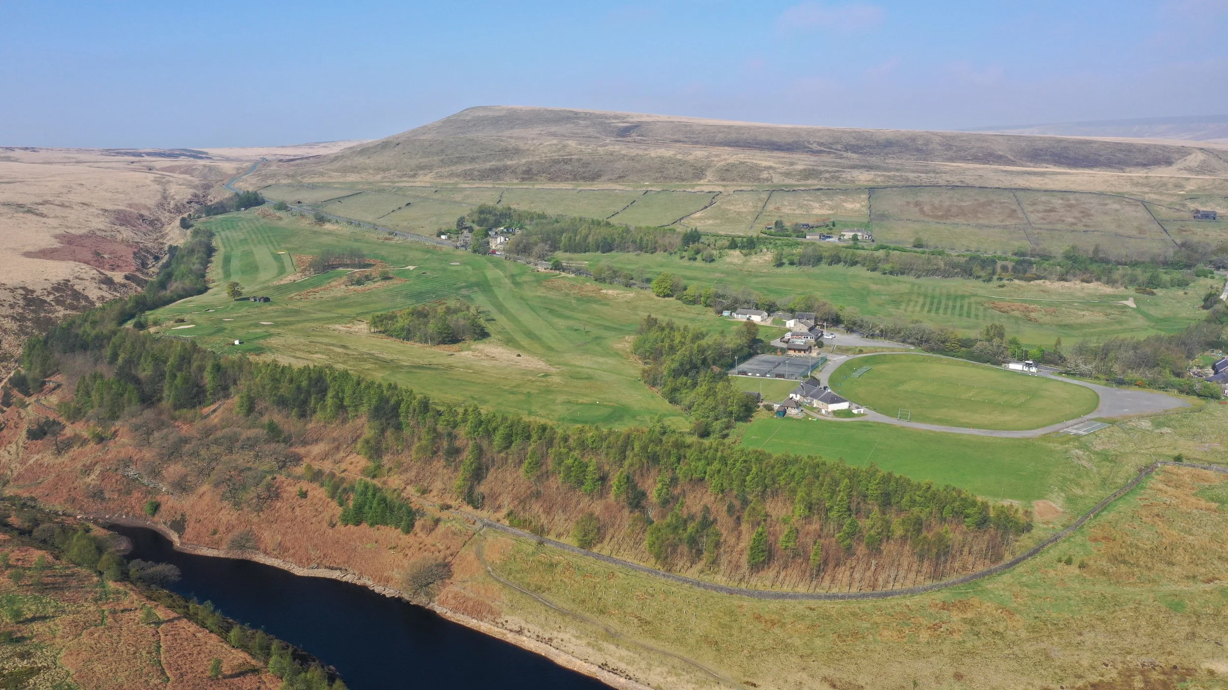 An aerial view of Marsden Golf Club in Marsden, West Yorkshire.