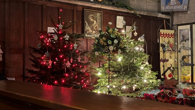 The Christmas Tree Festival in St. Bartholomew's Church in Marsden, West Yorkshire.