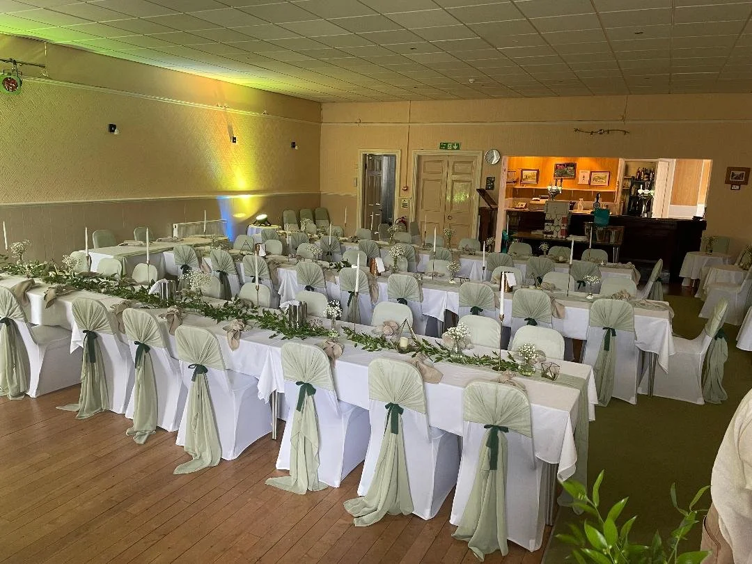 The function room at the Marsden Conservative Club in Marsden, West Yorkshire, set up for a wedding.