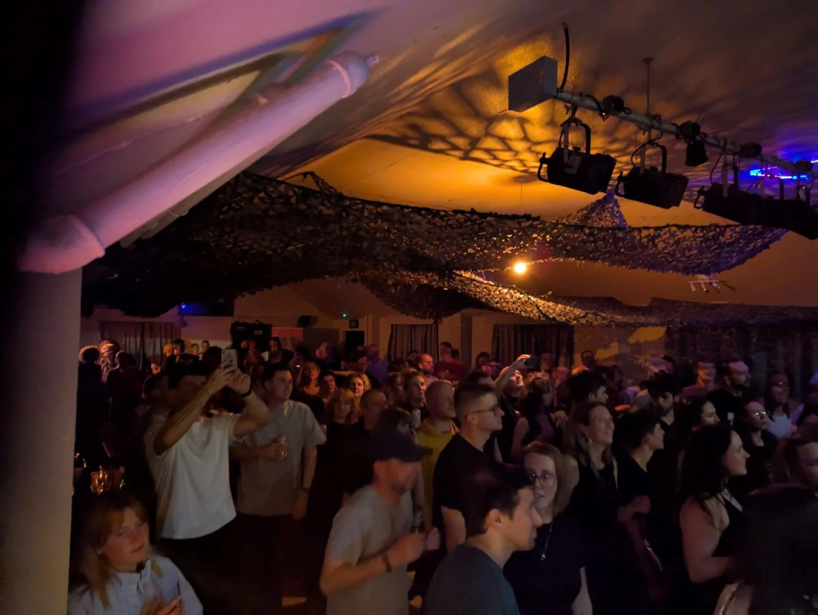 People on the dancefloor at a Pool Club Presents gig in Marsden, West Yorkshire.