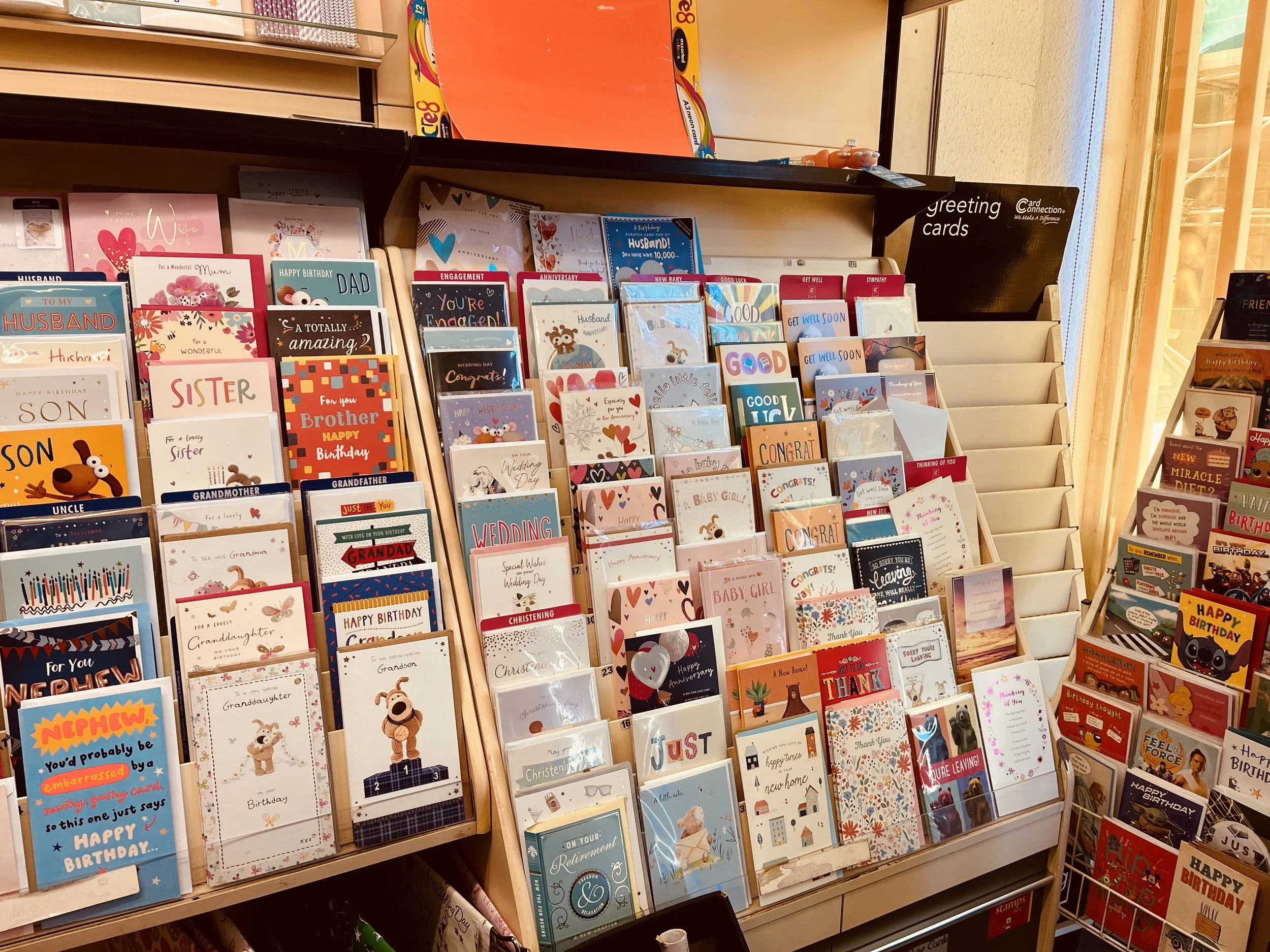 Cards for sale in the Marsden paper shop in West Yorkshire.