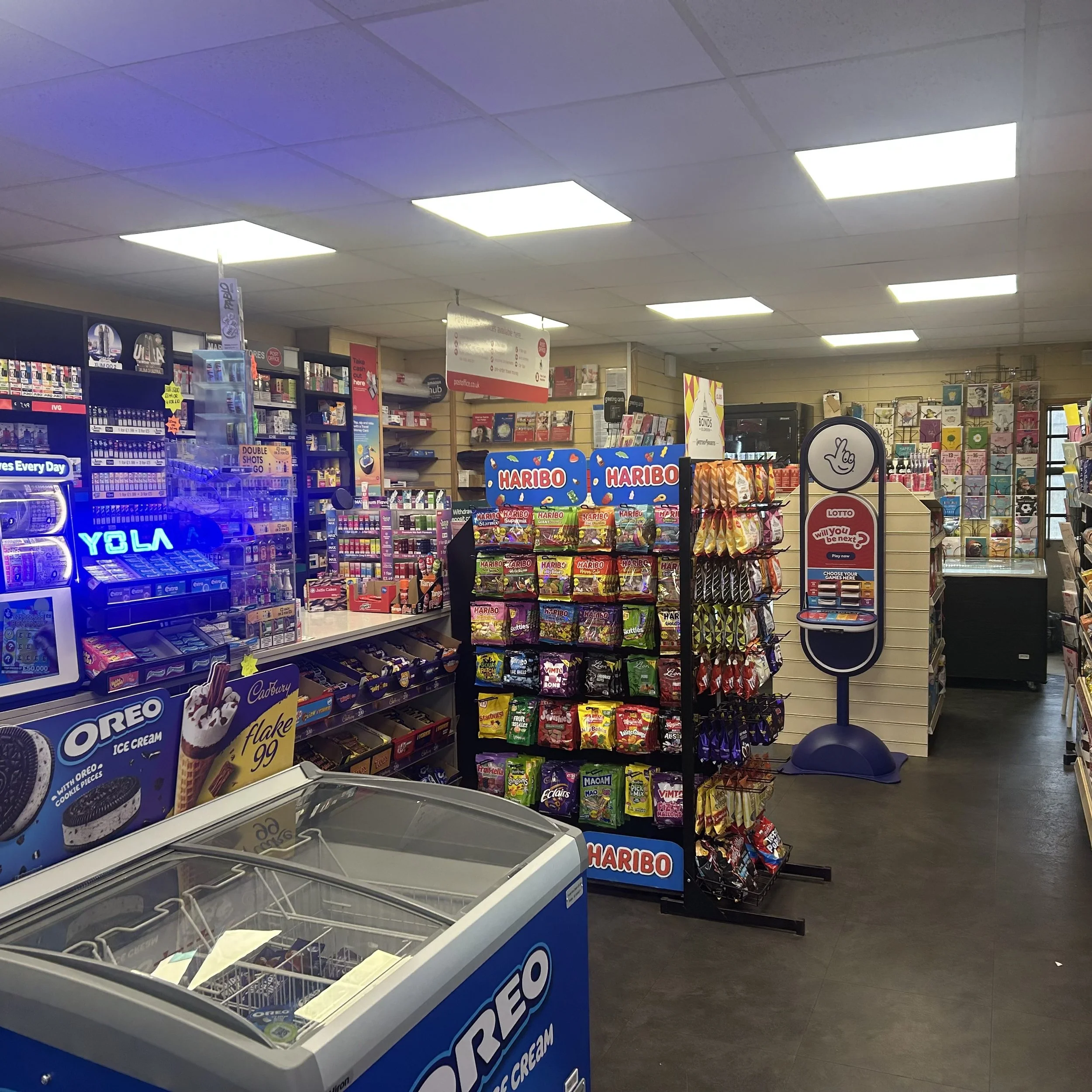 Goods for sale in Marsden Stores and Post Office in Marsden, West Yorkshire.