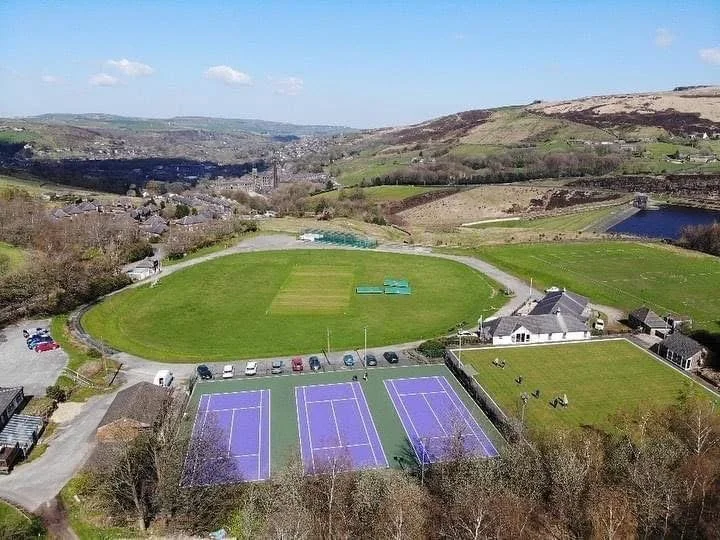 An aerial view of the courts at Marsden Tennis Club, West Yorkshire.