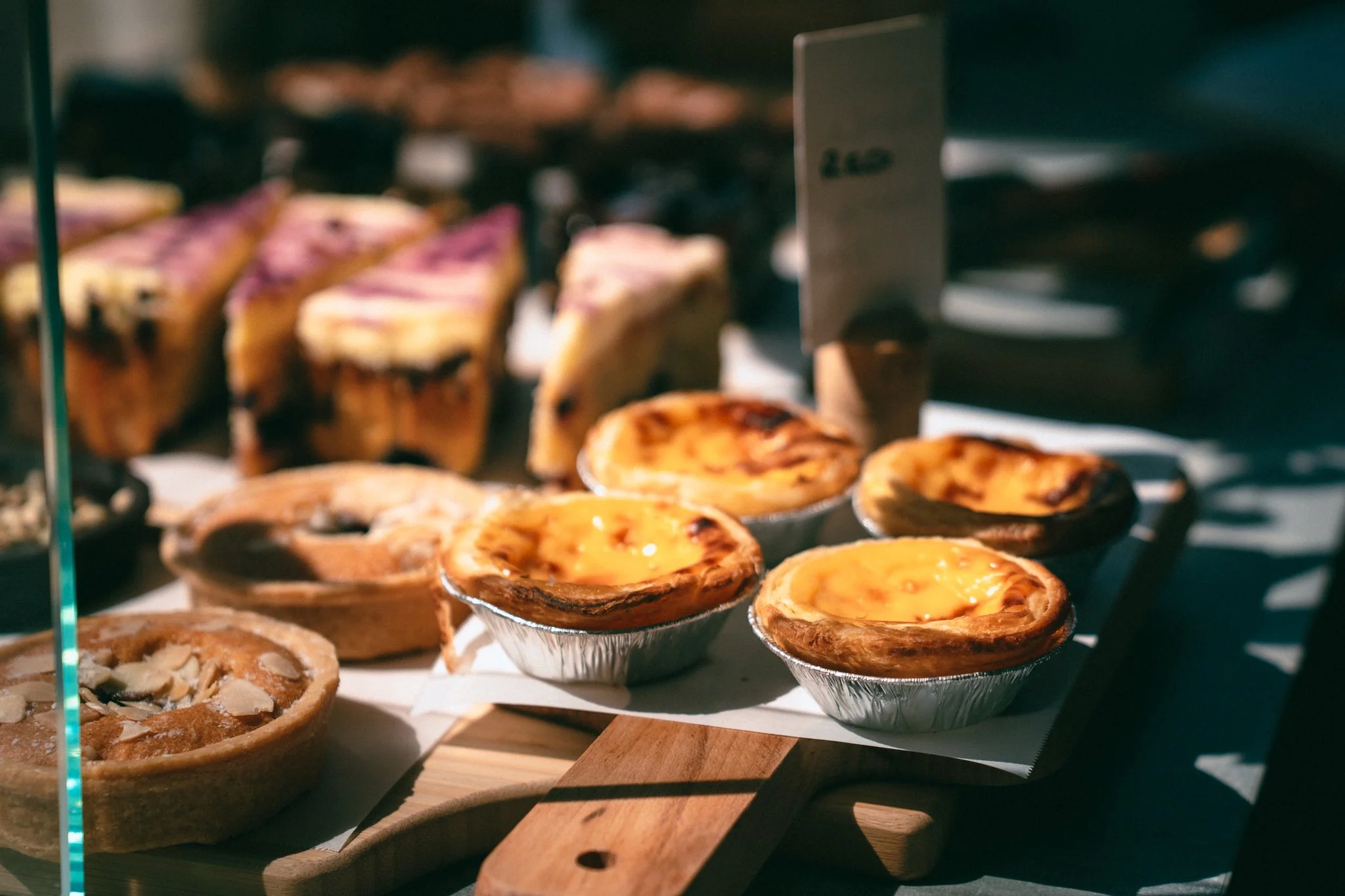 Cakes and pastries for sale in Sass Coffee House in Marsden, West Yorkshire.